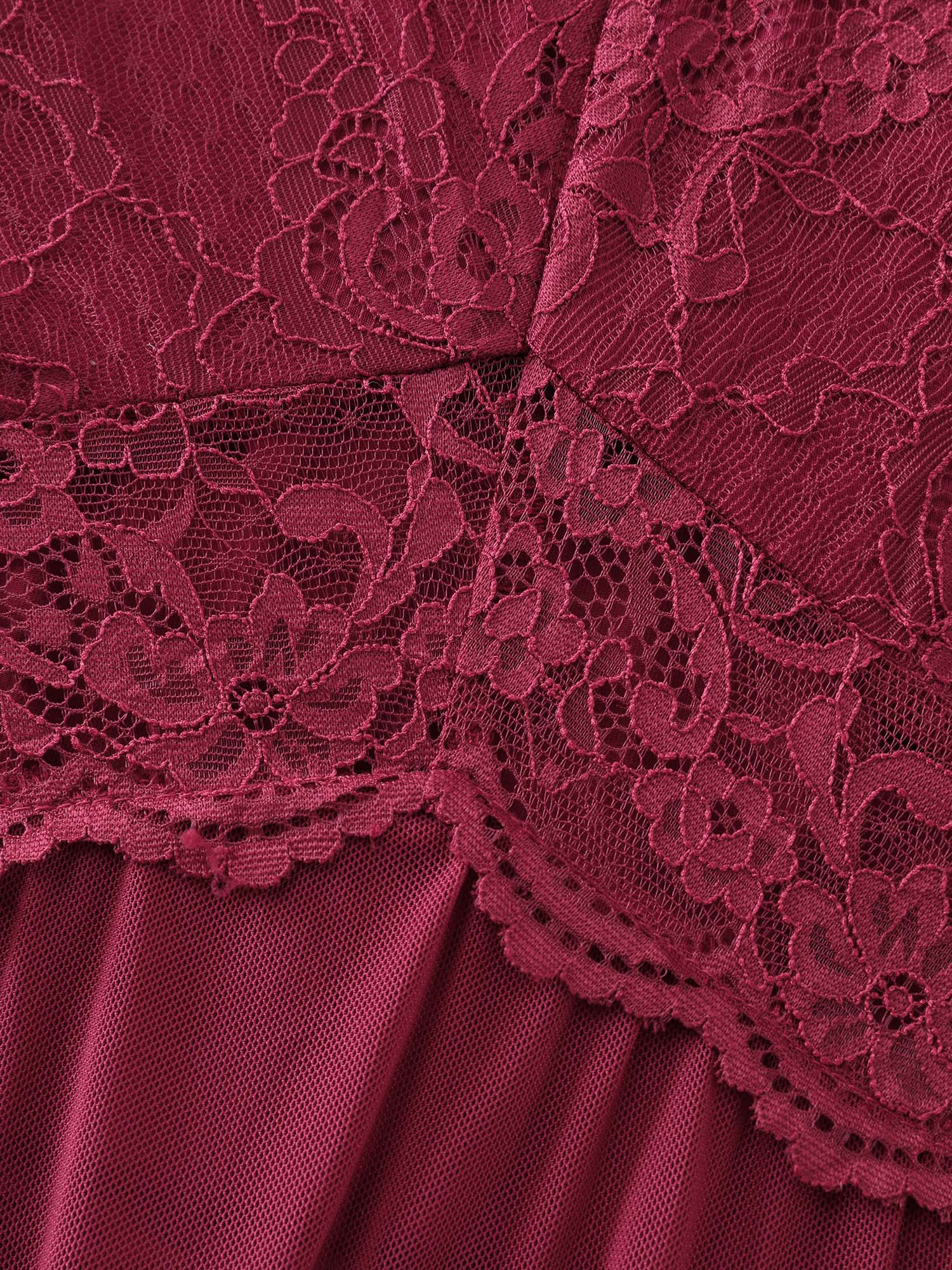 Lace Deep V-Neckline Sheer Nightgown - Image 6