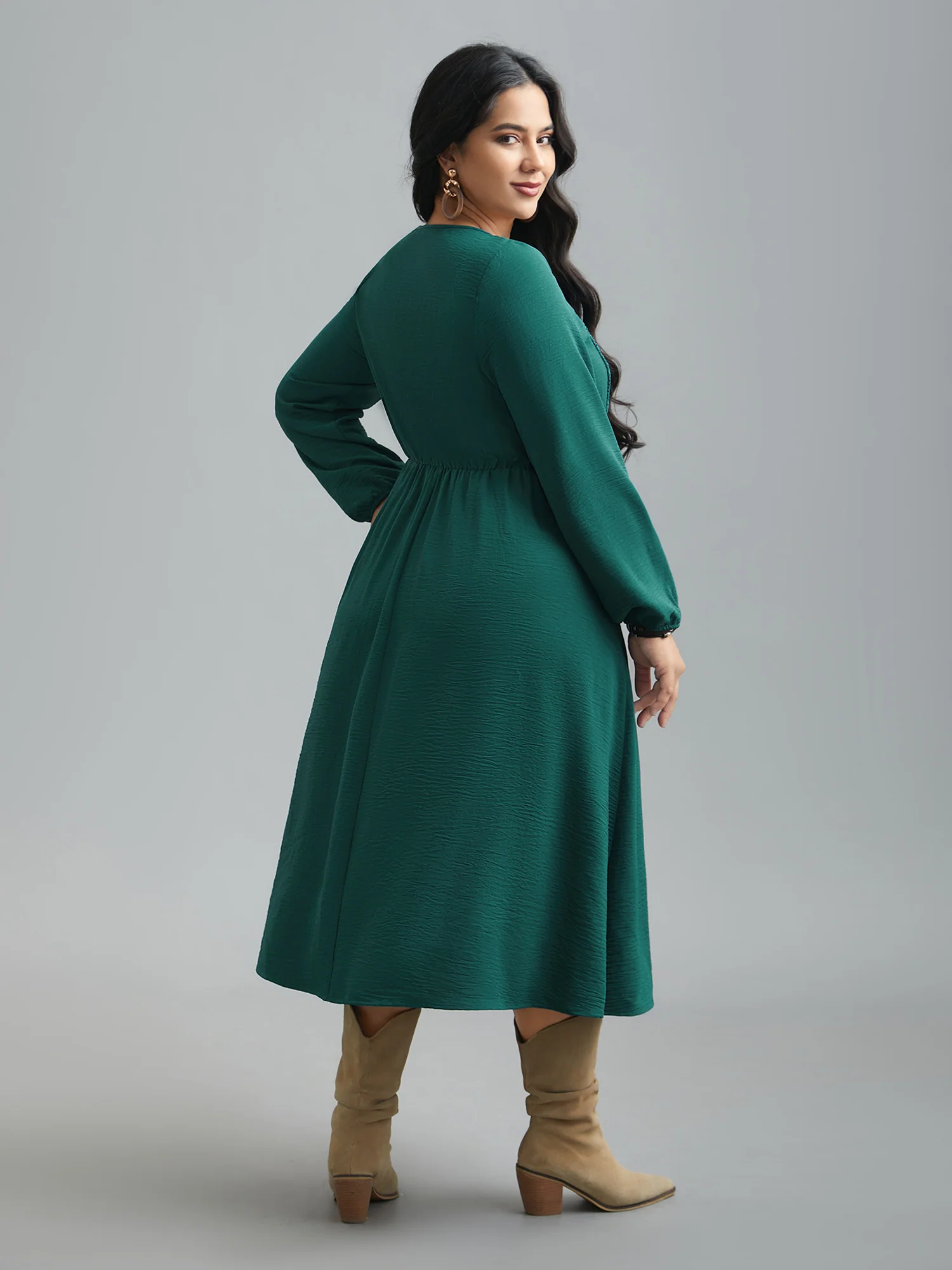 Lace Neck Detail Tassels Midi Dress - Image 5