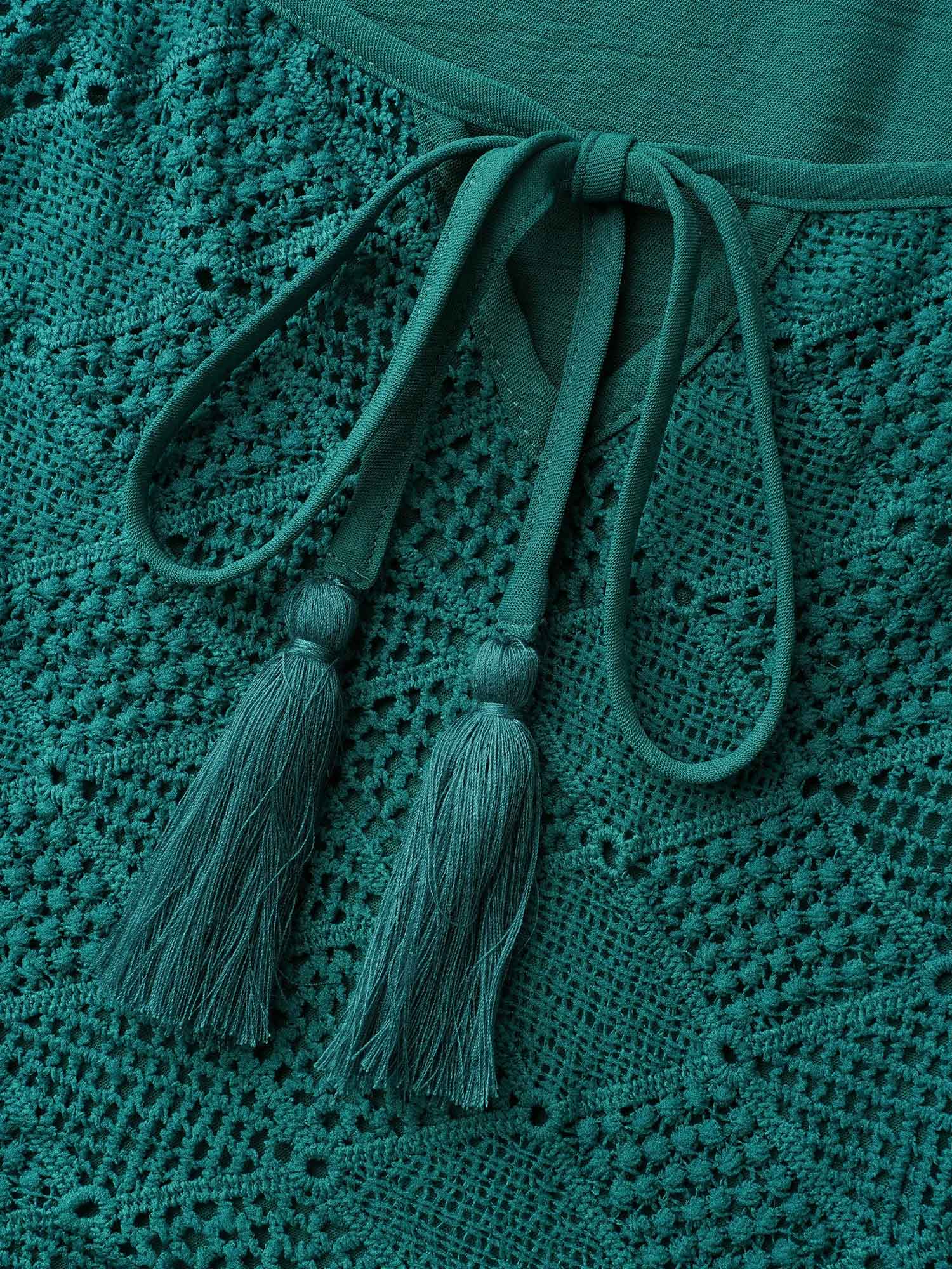 Lace Neck Detail Tassels Midi Dress - Image 6