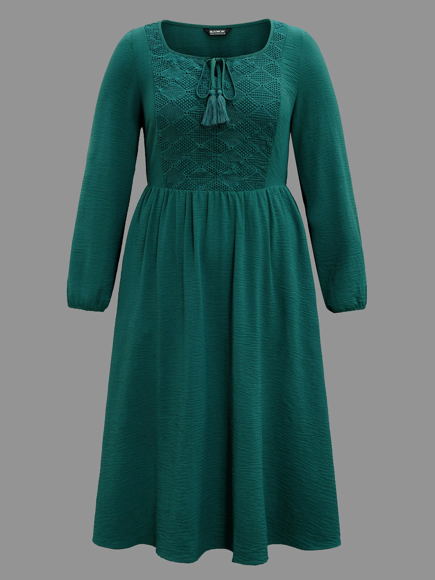 Lace Neck Detail Tassels Midi Dress - Image 8