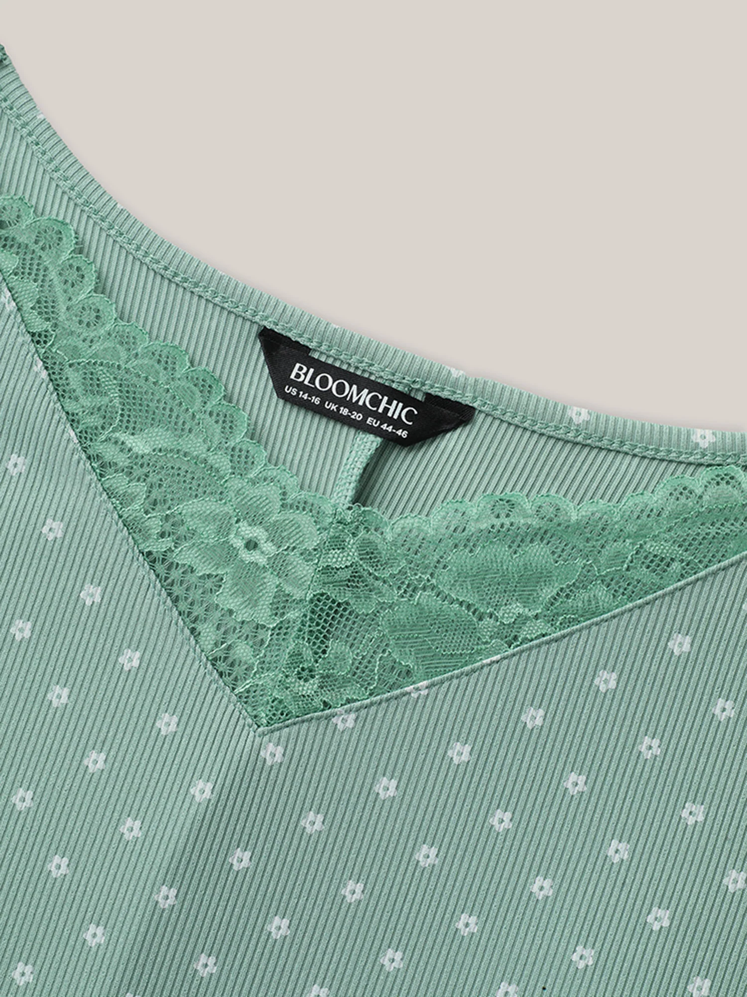Lace Neckline Polka Dots Textured Nightgown - Image 6