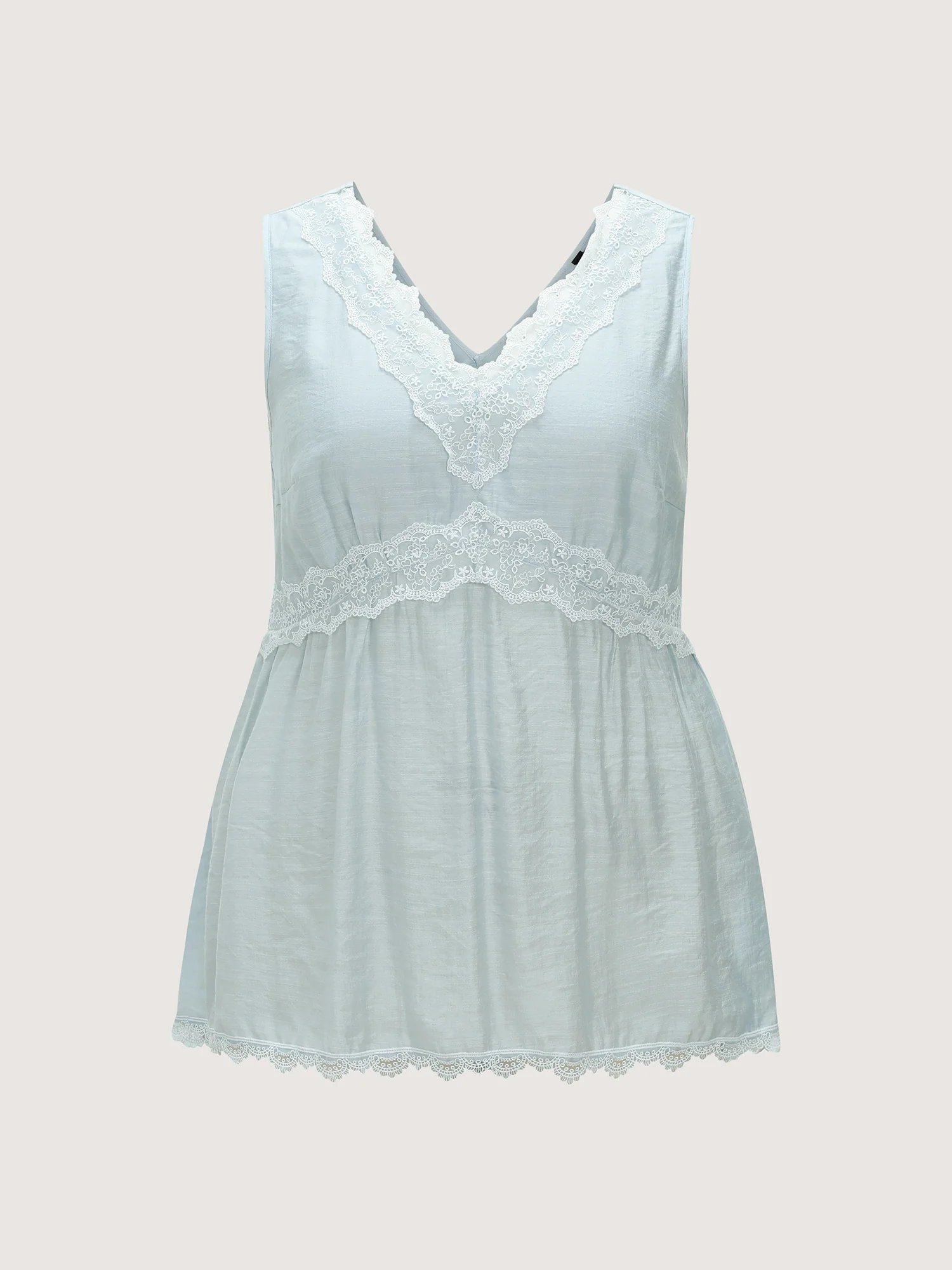Lace Neckline Plain Blouse - Image 6
