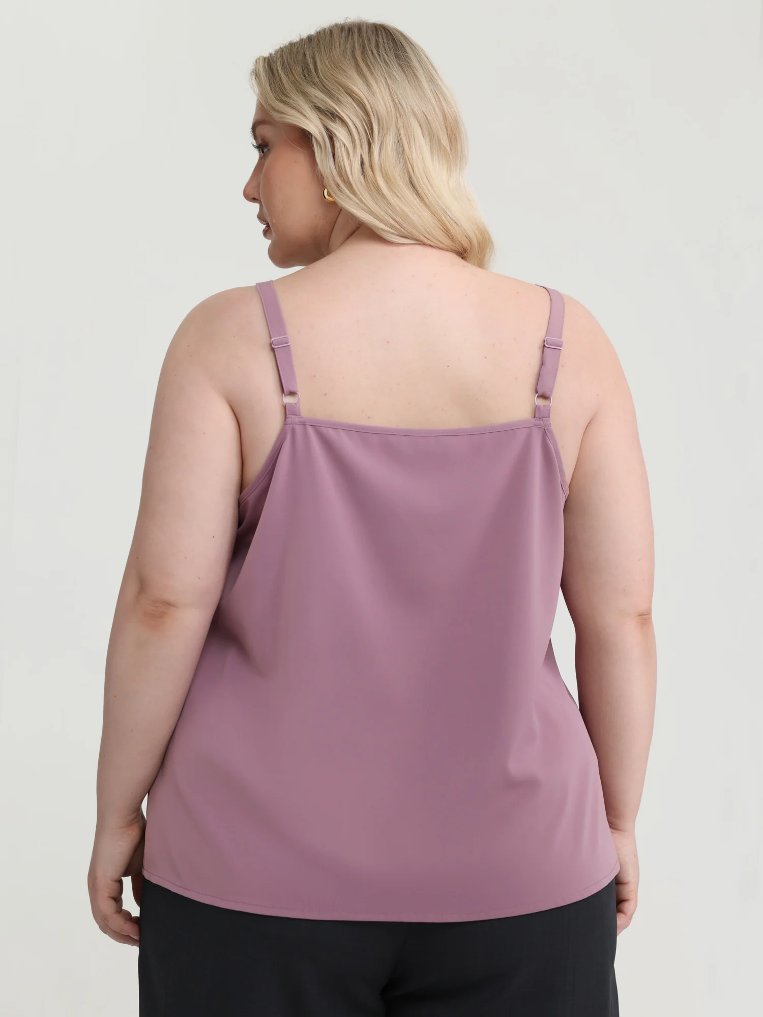 Lace Neckline Satin Tank Top - Image 4