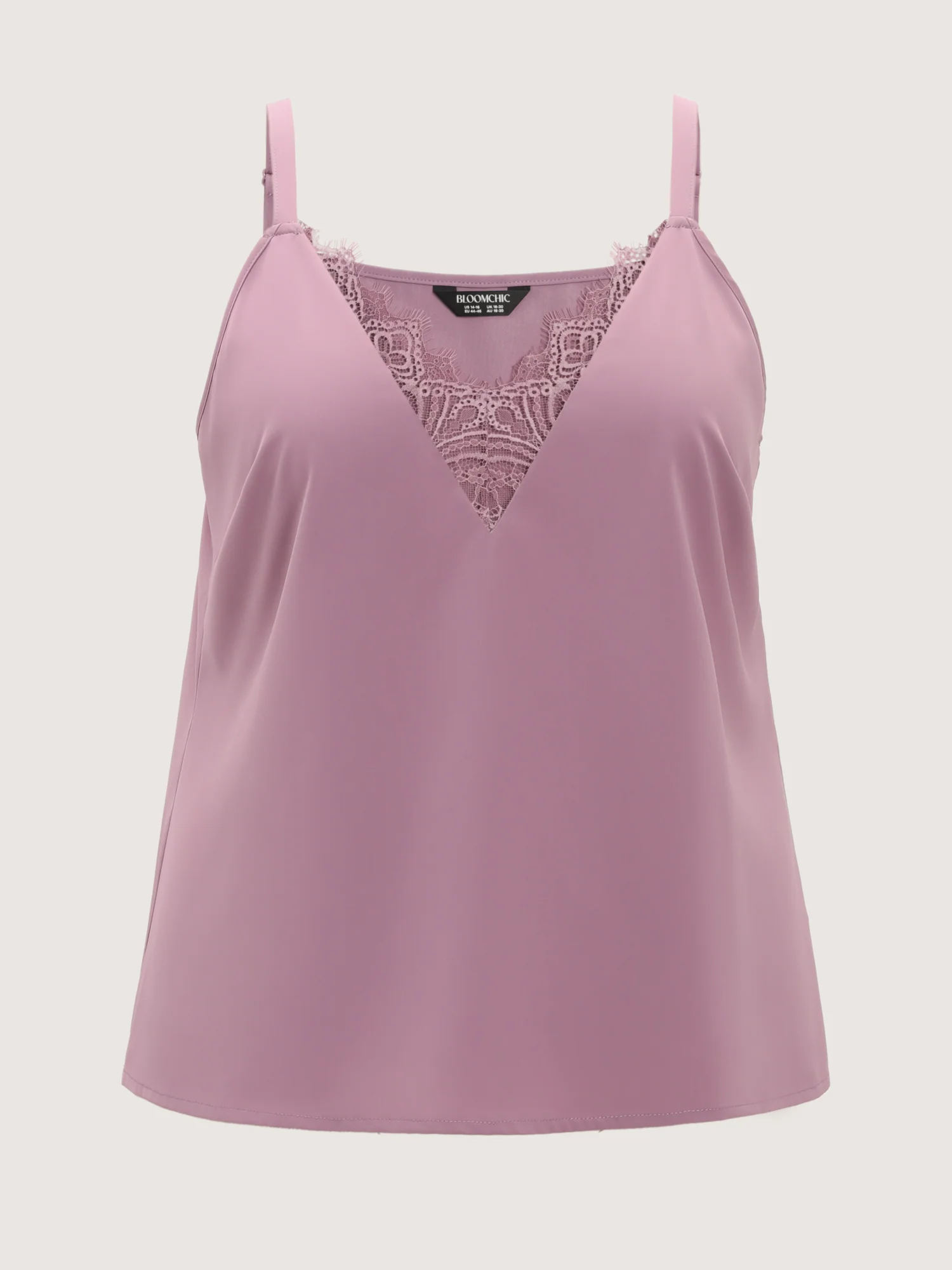 Lace Neckline Satin Tank Top - Image 6