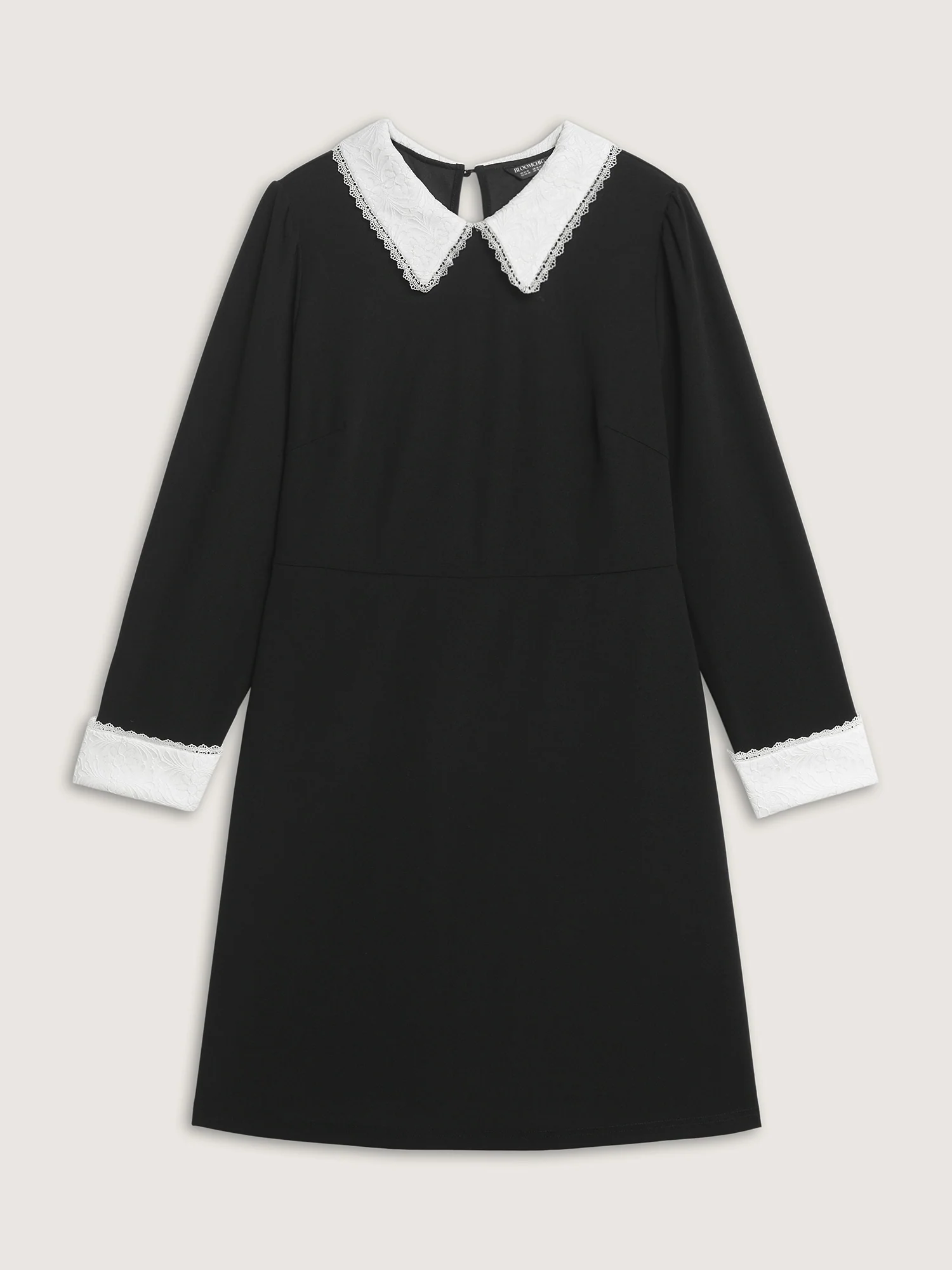 Lace Neckline Stretchy Waist Midi Dress - Image 7