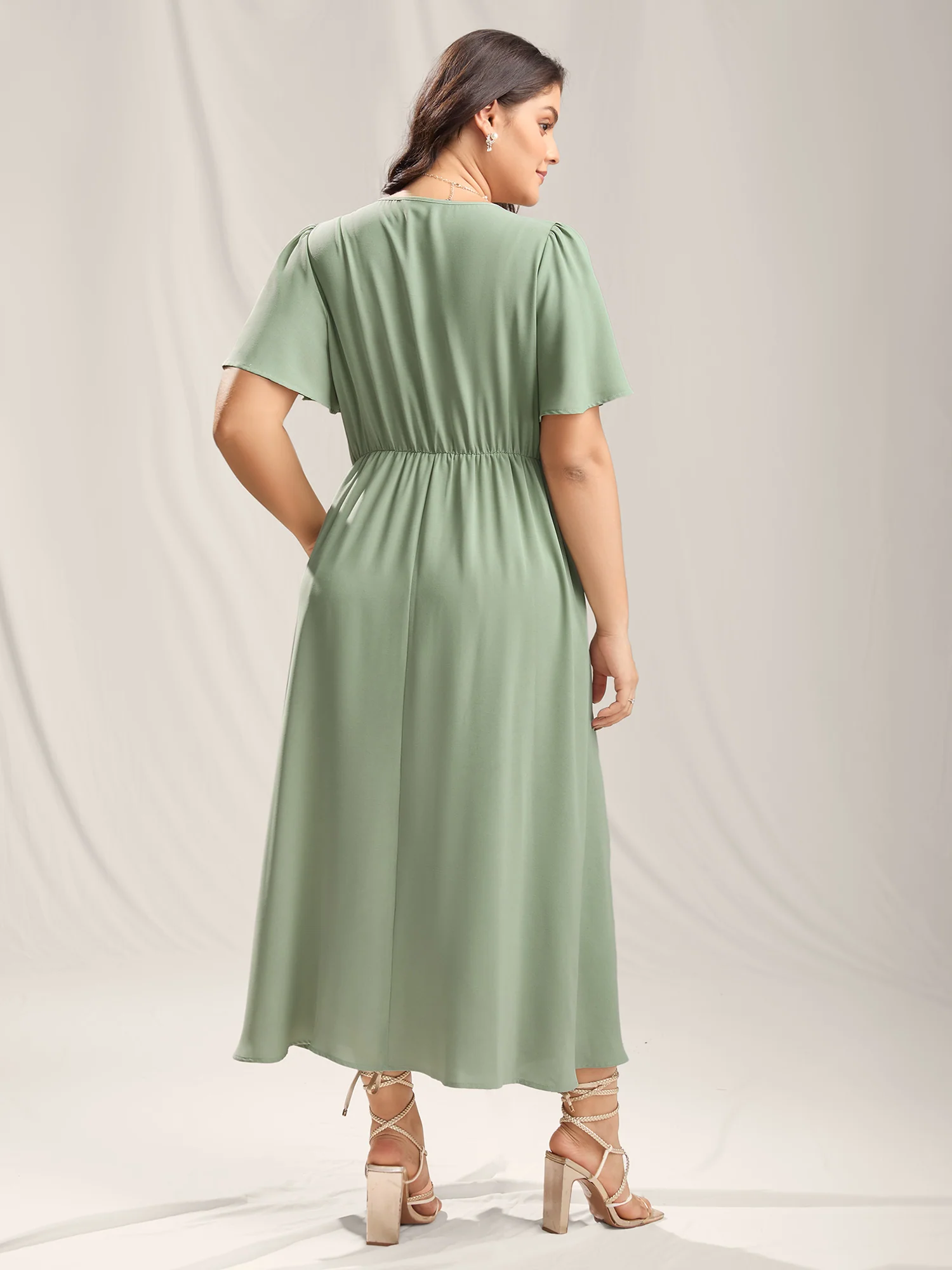 Lace Panel Cinched-Waist Maxi Dress - Image 4