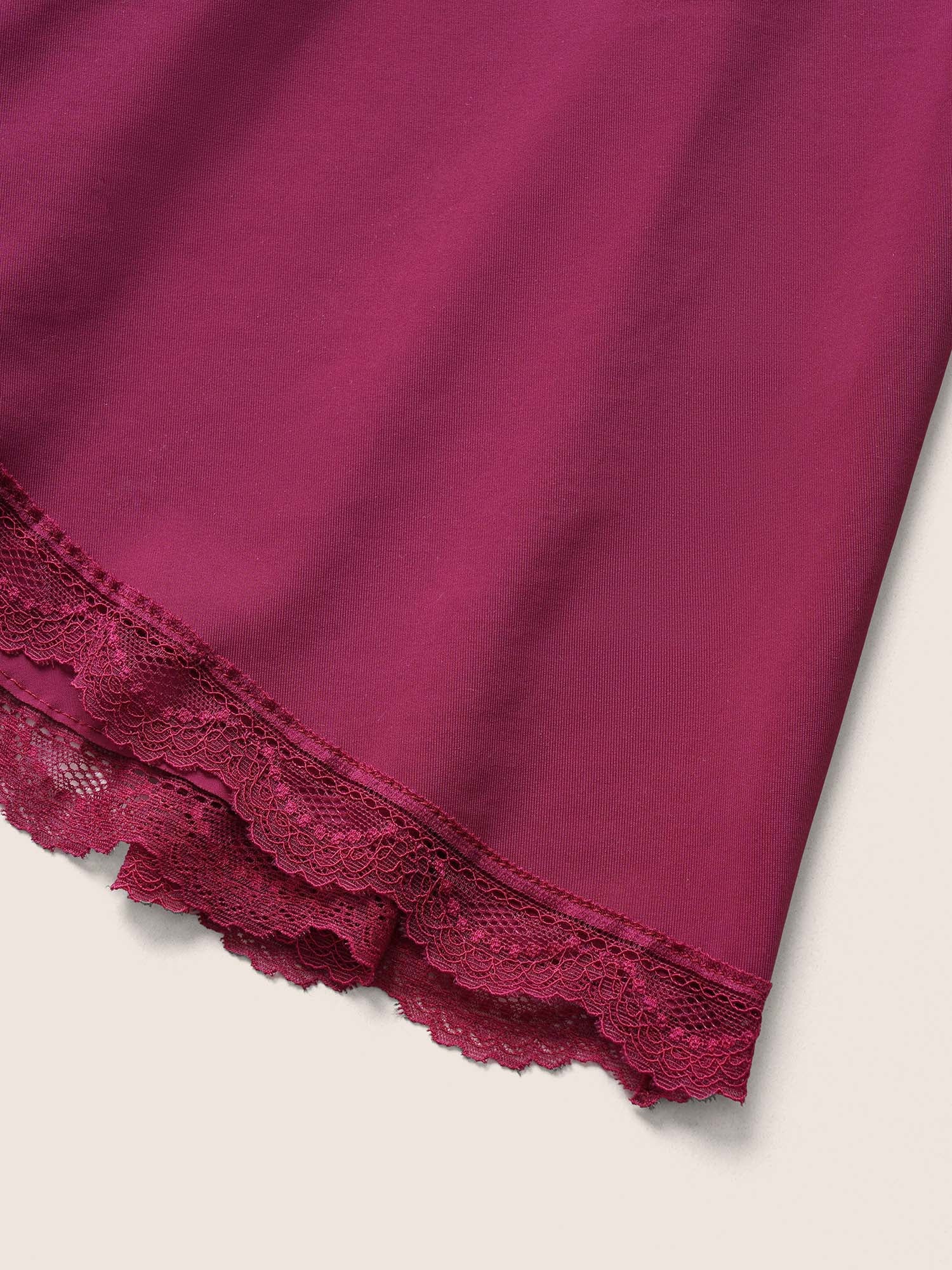Lace Panel Gathered Adjustable Straps Swim Top - Image 5
