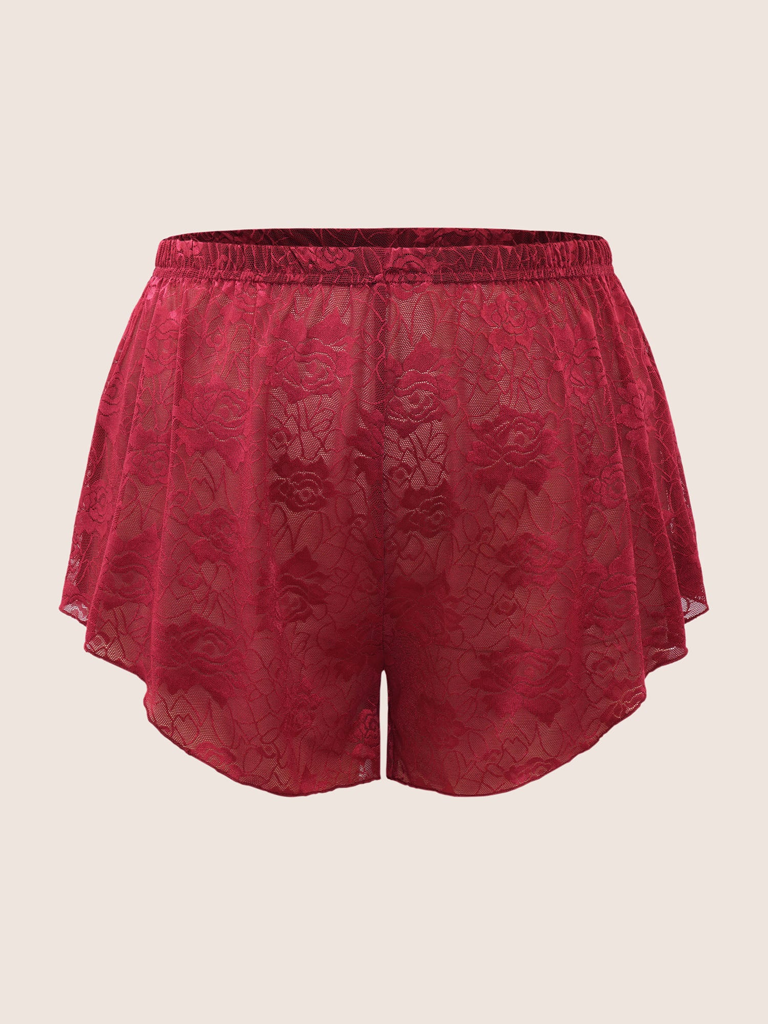 Lace Panel Mesh Curvy Hem Pajama Bottoms - Image 7