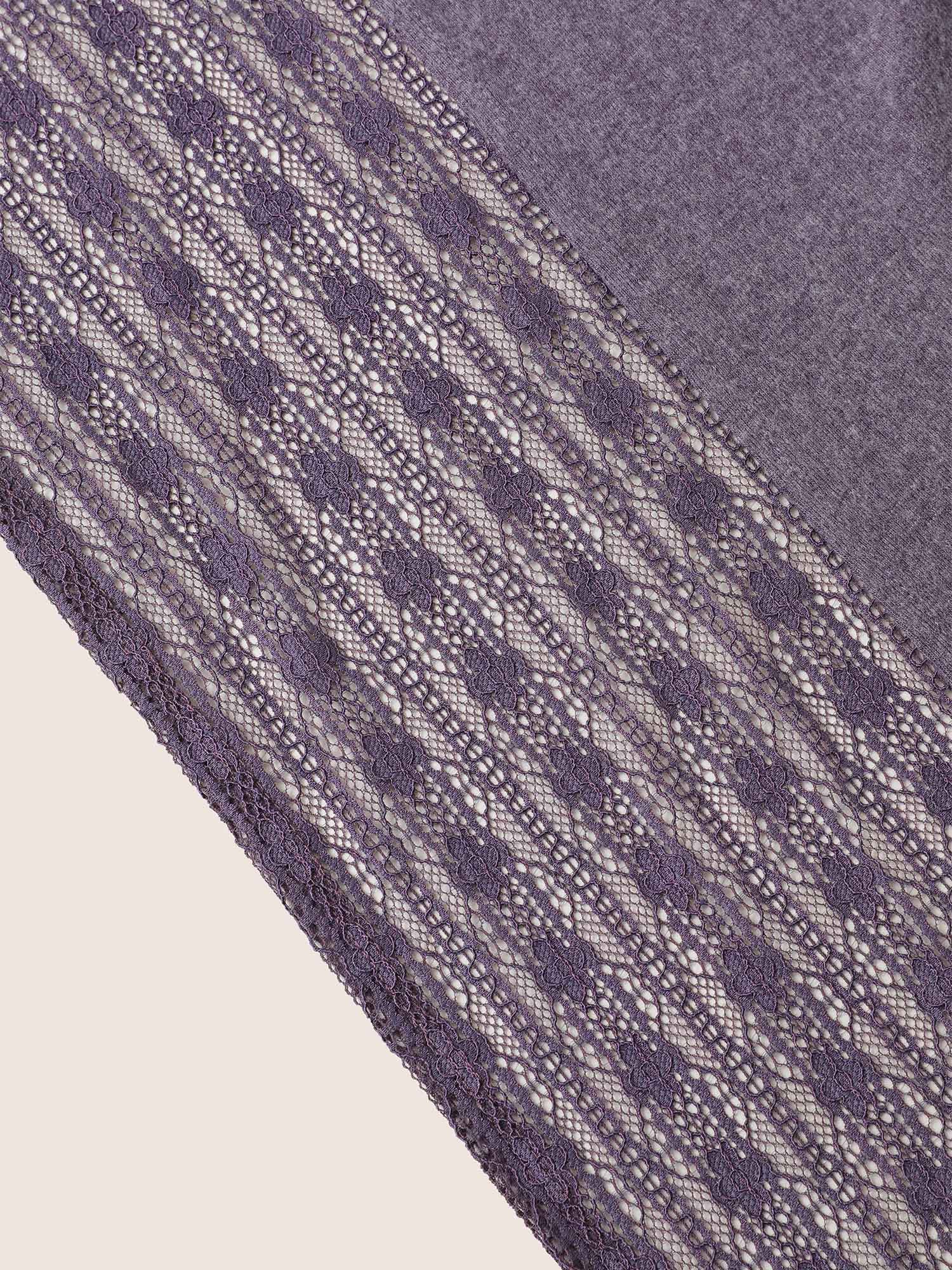 Lace Panel Roll Tab Sleeve Open Front Kimono - Image 5
