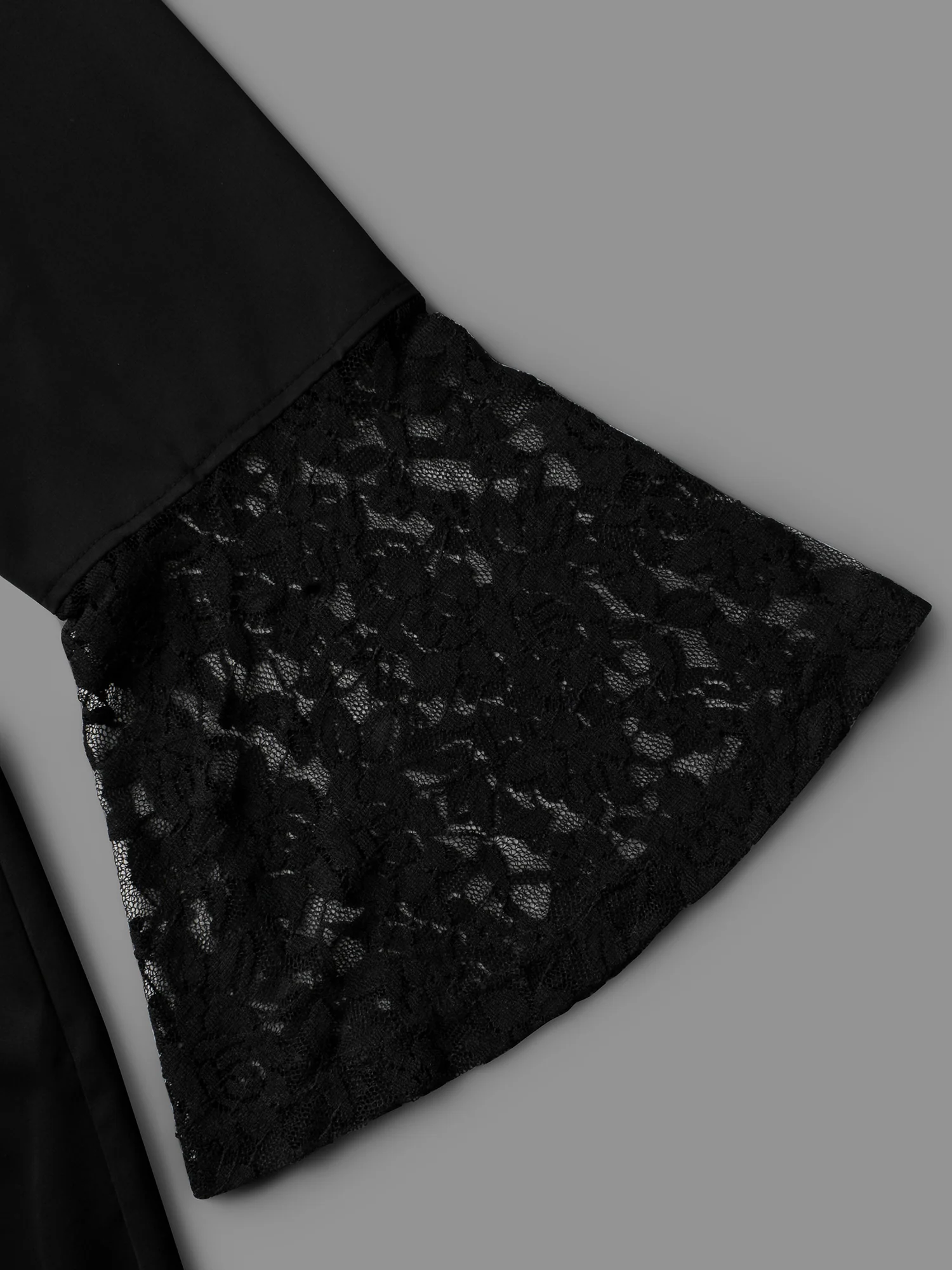 Lace Patchwork Button Detail Tie Knot Dress - Image 7