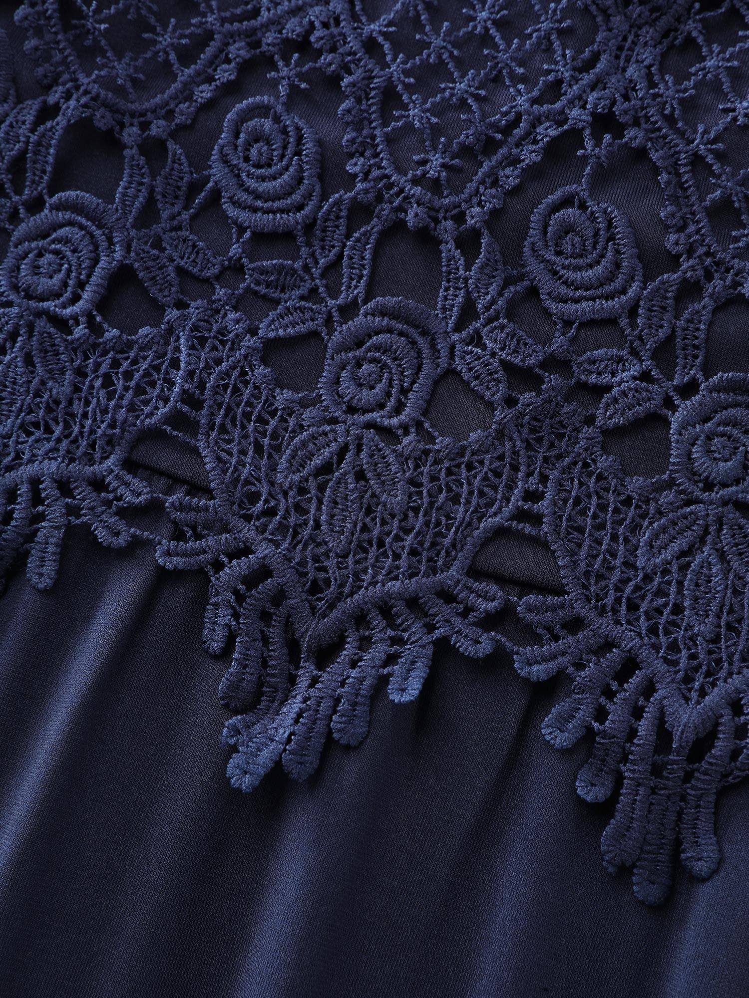Lace Patchwork Pockets Flowy Midi Dress - Image 6