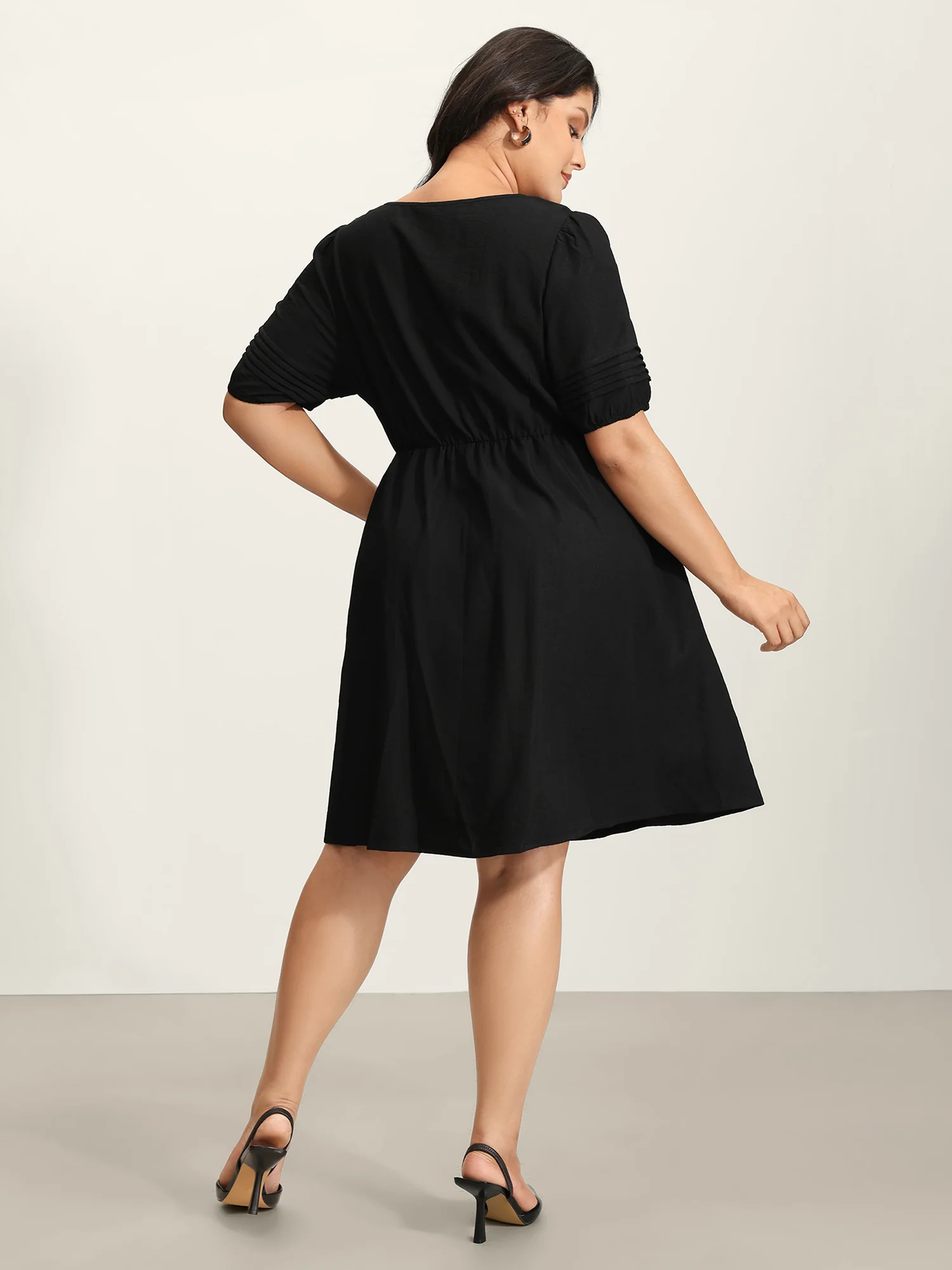 Lace Puffy Sleeve Knee-Length Dress - Image 5