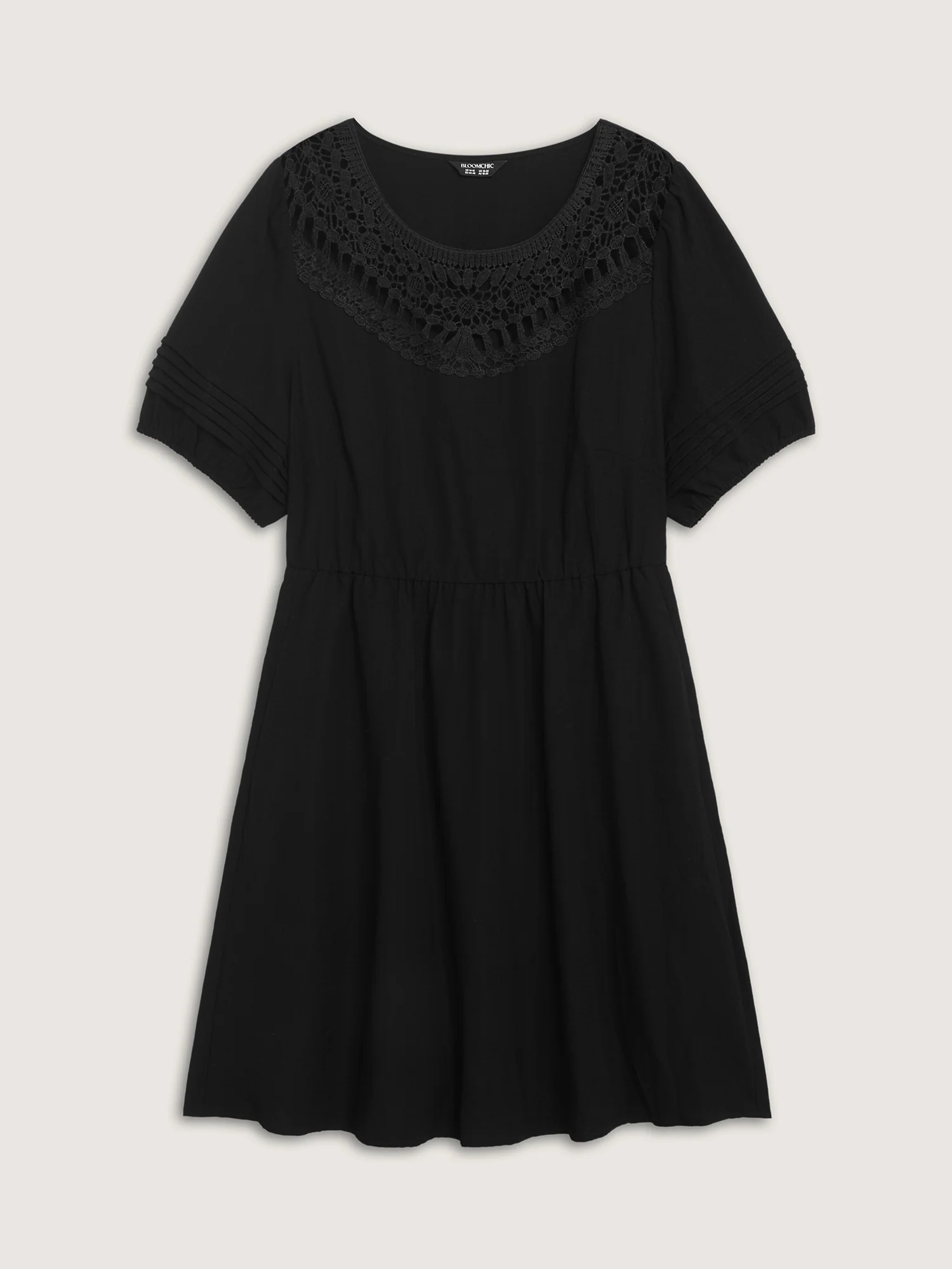 Lace Puffy Sleeve Knee-Length Dress - Image 8