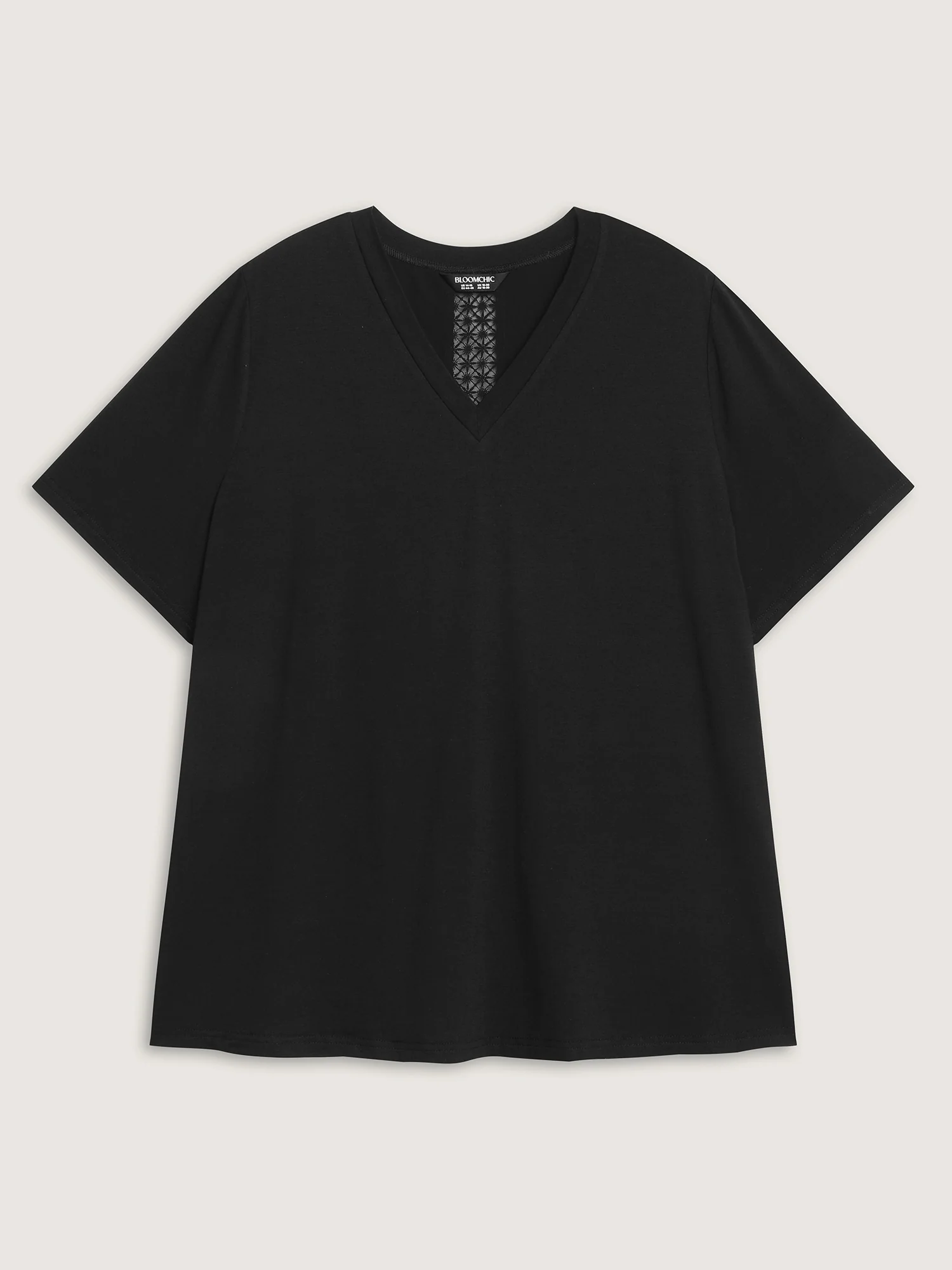 Lace Ribbon V-Neck Relaxed Fit T-Shirt - Image 6