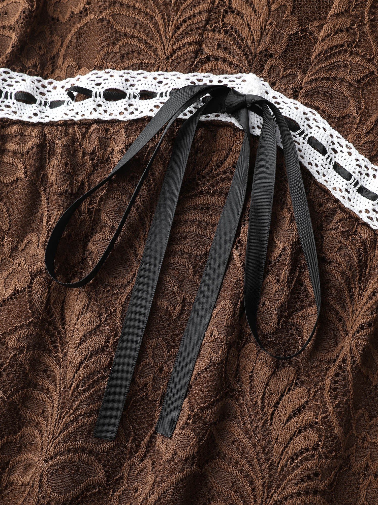 Lace Ruffled Sleeve Waist-Tie Knee-Length Dress - Image 5