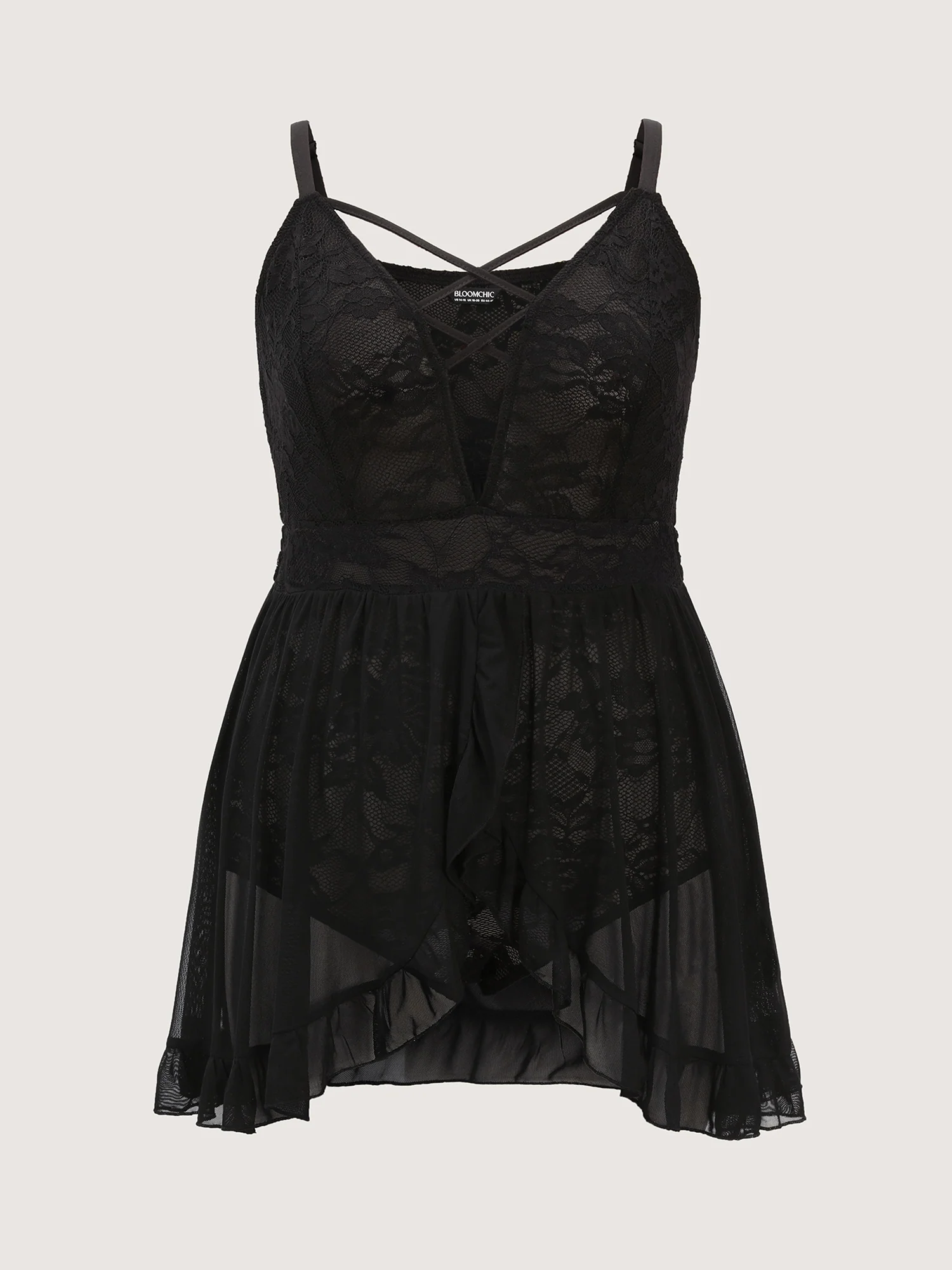 Sheer Lace Ruffled Cut-Out Nightgown - Image 7