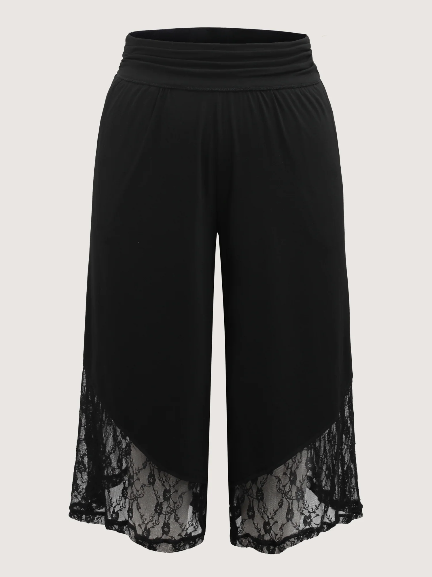 Lace Sheer Hem Wide Leg Pants - Image 10