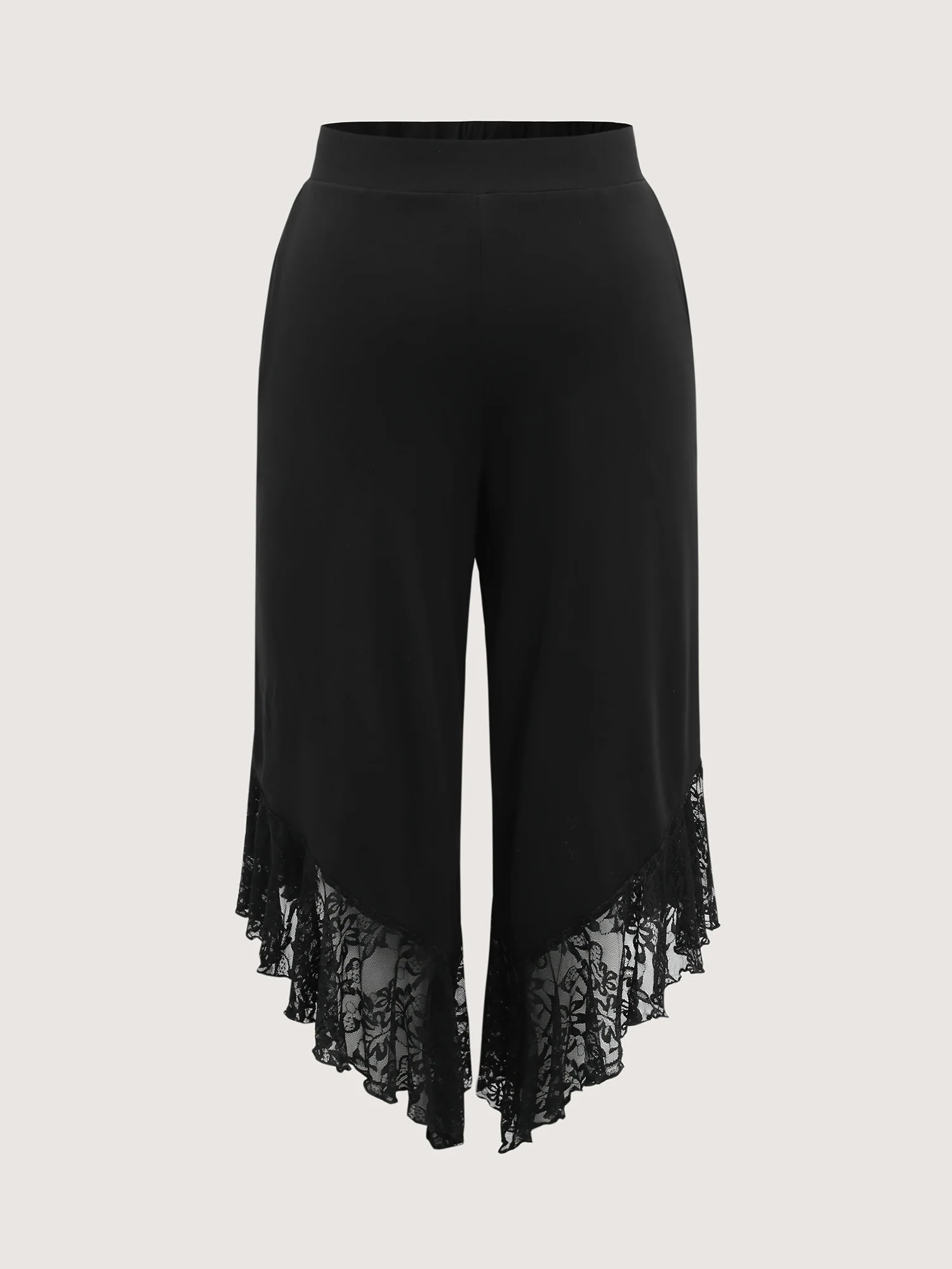 Lace Sheer Hem Wide Leg Pants - Image 8