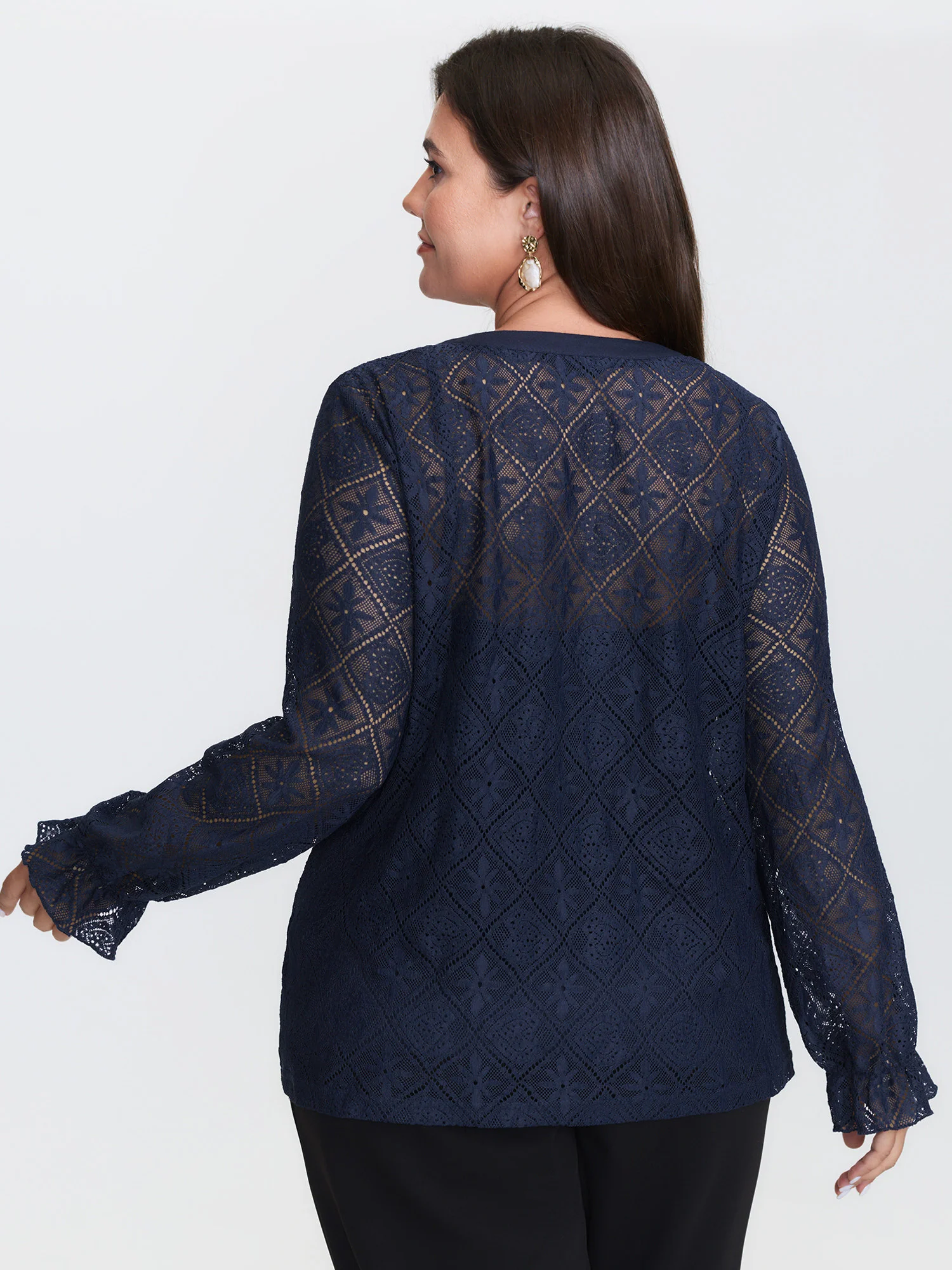 Lace Sheer Neck-Tie Top - Image 4