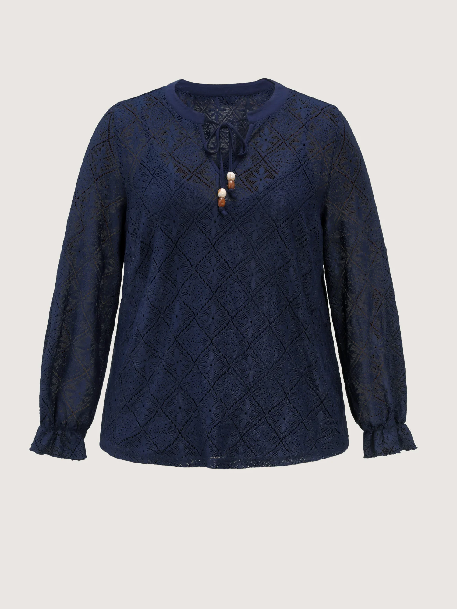 Lace Sheer Neck-Tie Top - Image 7
