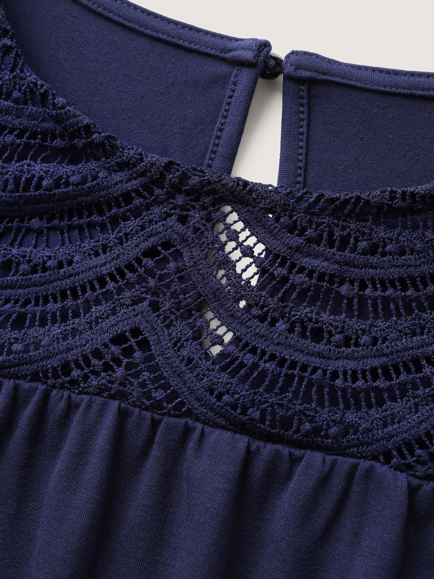 Lace Sheer Neckline Balloon Sleeve Knit Top - Image 6