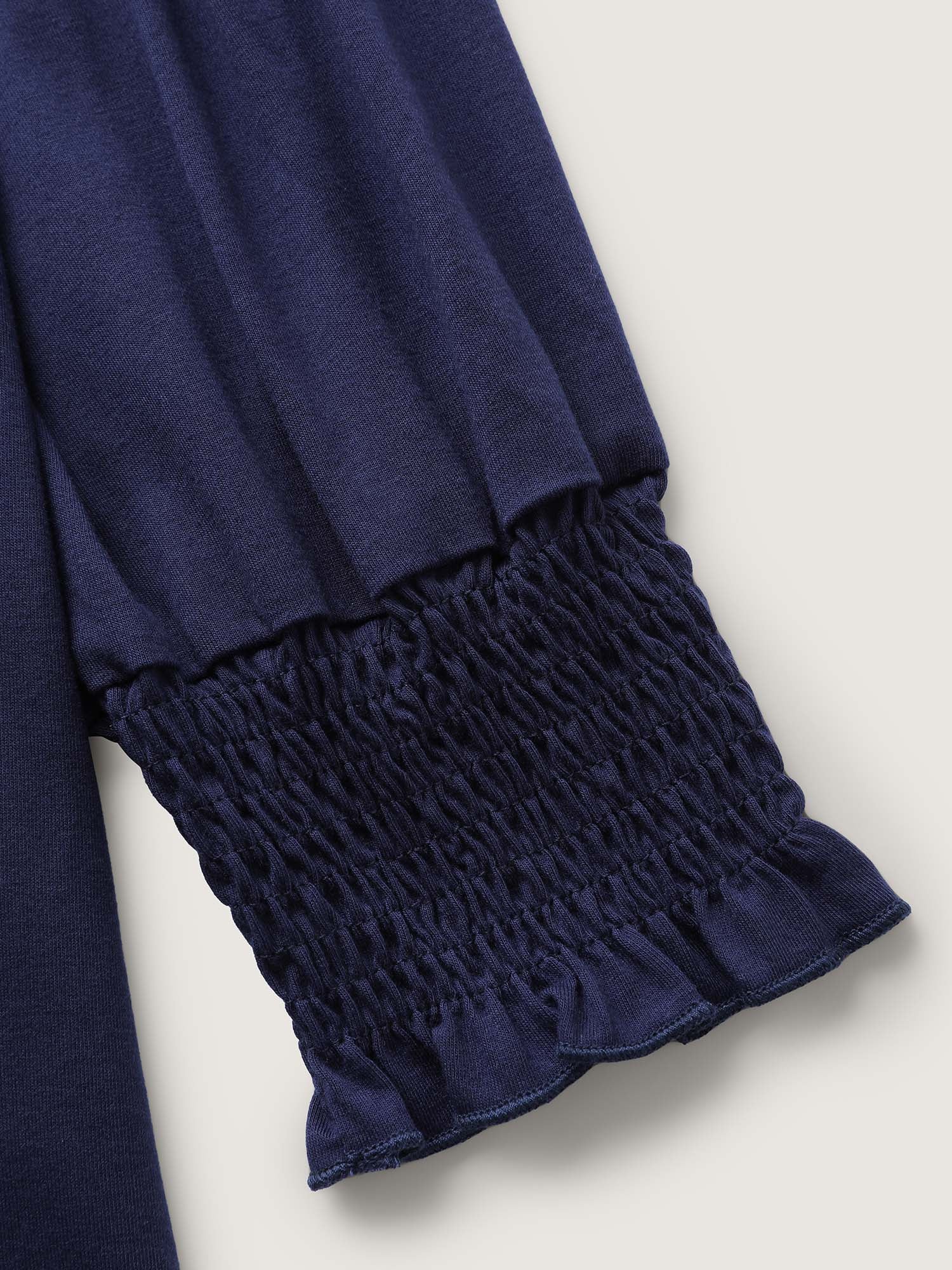 Lace Sheer Neckline Balloon Sleeve Knit Top - Image 7