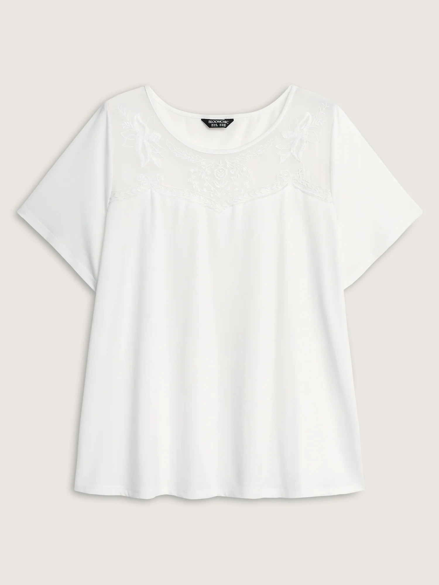 Lace Sheer Neckline Flowy T-Shirt - Image 7