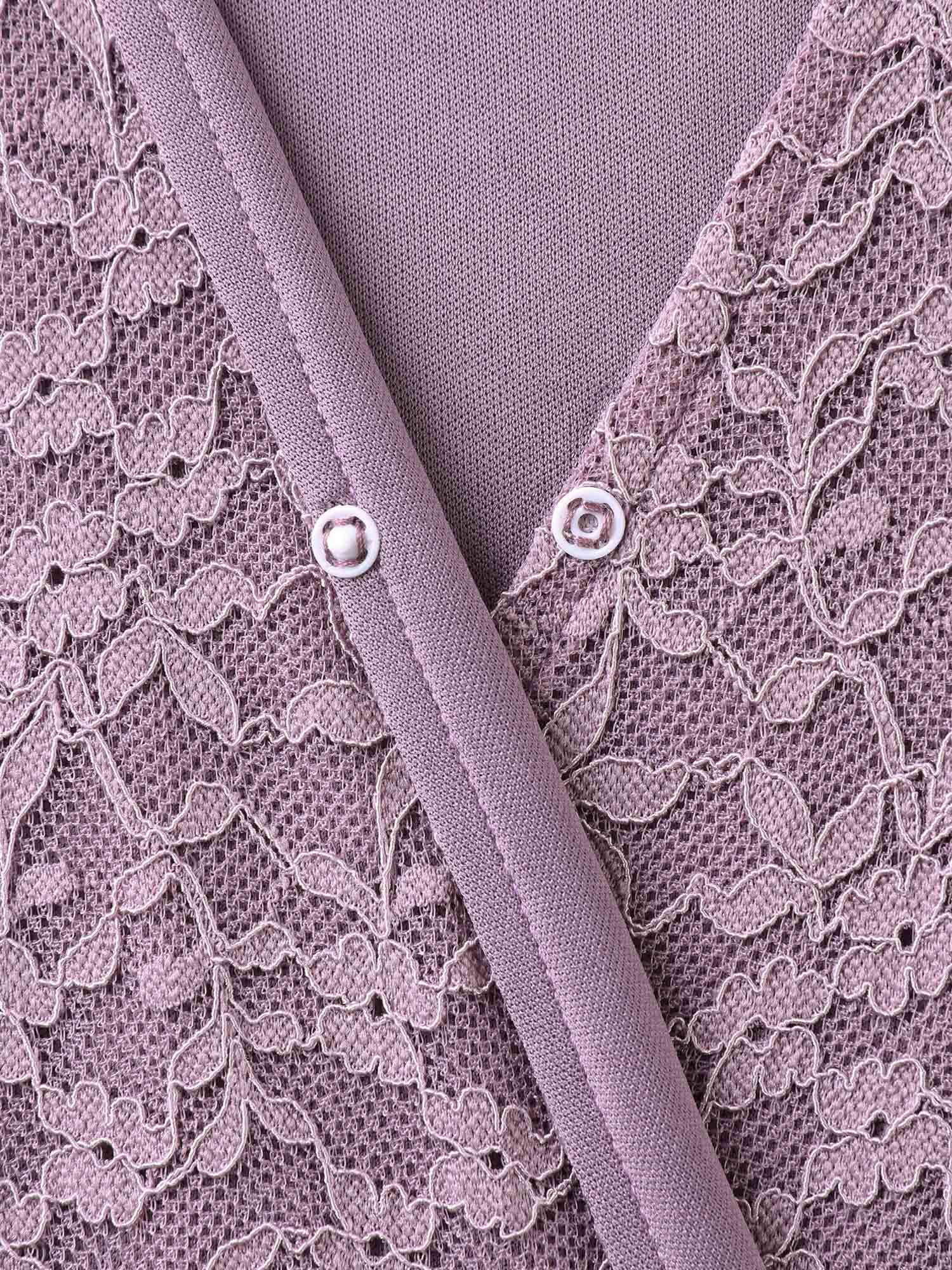 Lace Sheer Stretchy Waist Tie Midi Dress - Image 6