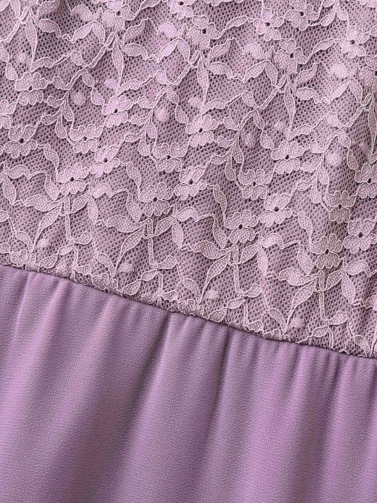 Lace Sheer Stretchy Waist Tie Midi Dress - Image 7