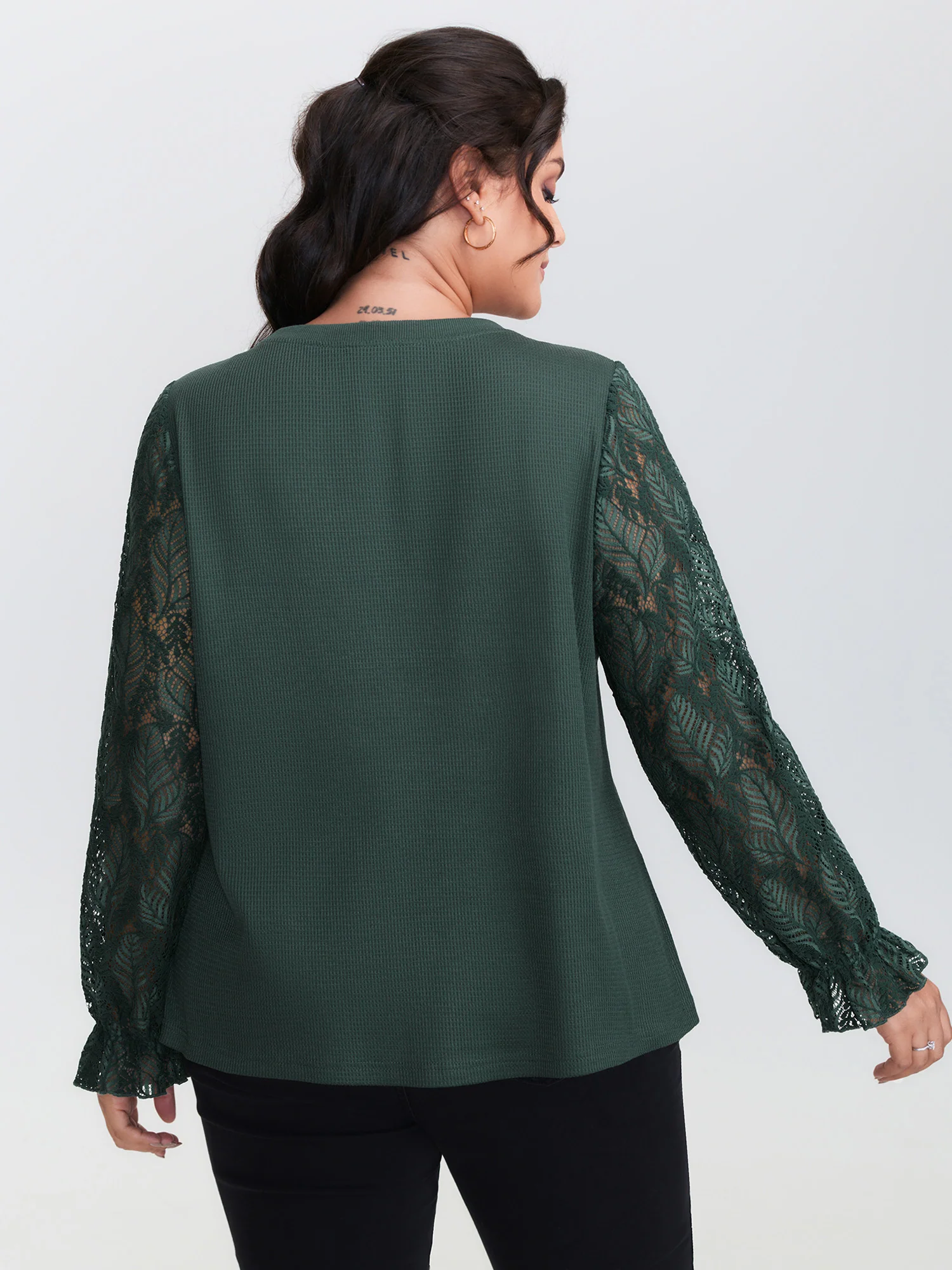 Lace Shirred Cuff Sleeve Sweatshirt - Image 5
