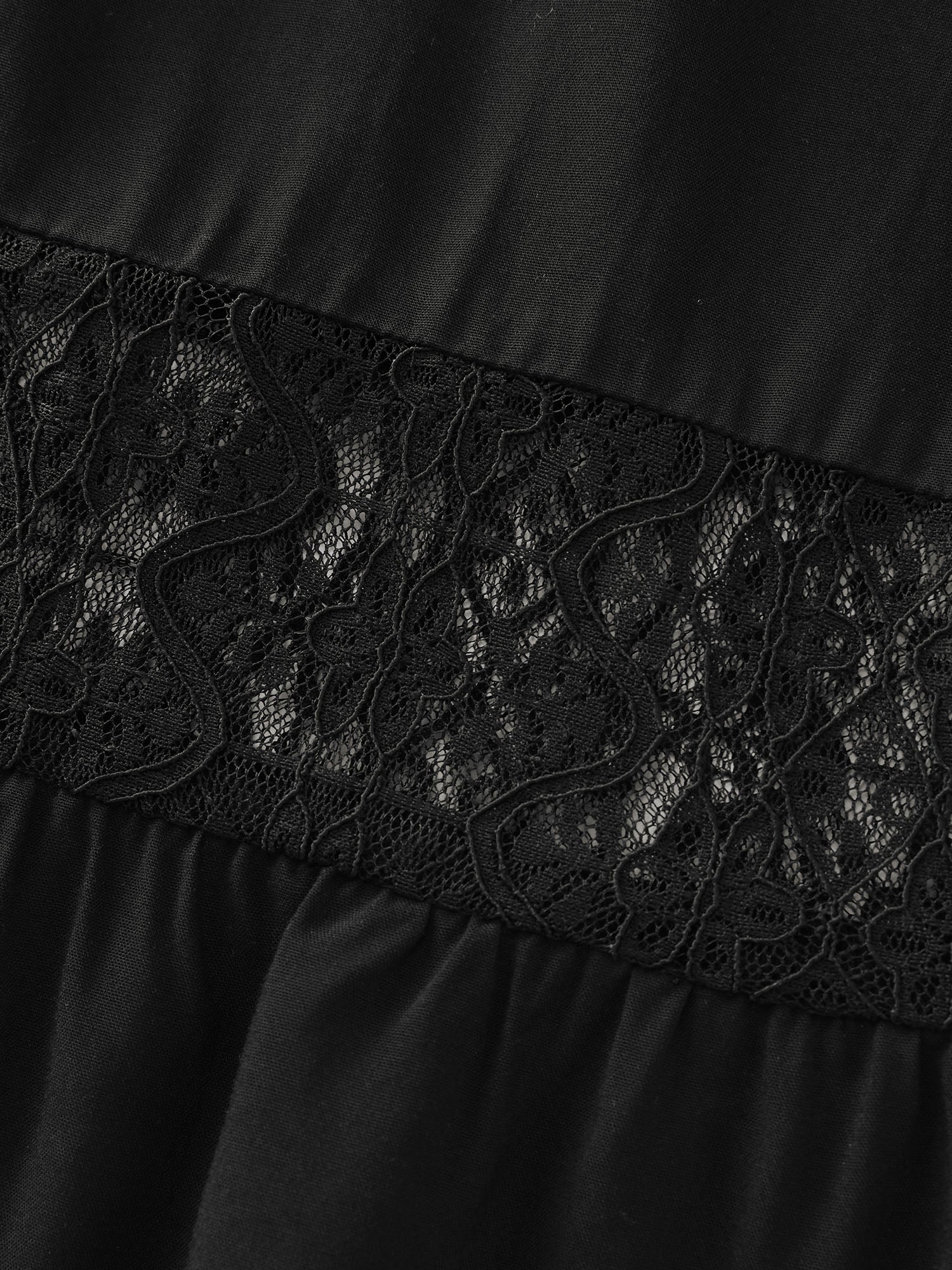Lace Shirred Waist High Low Hem Midi Dress - Image 6