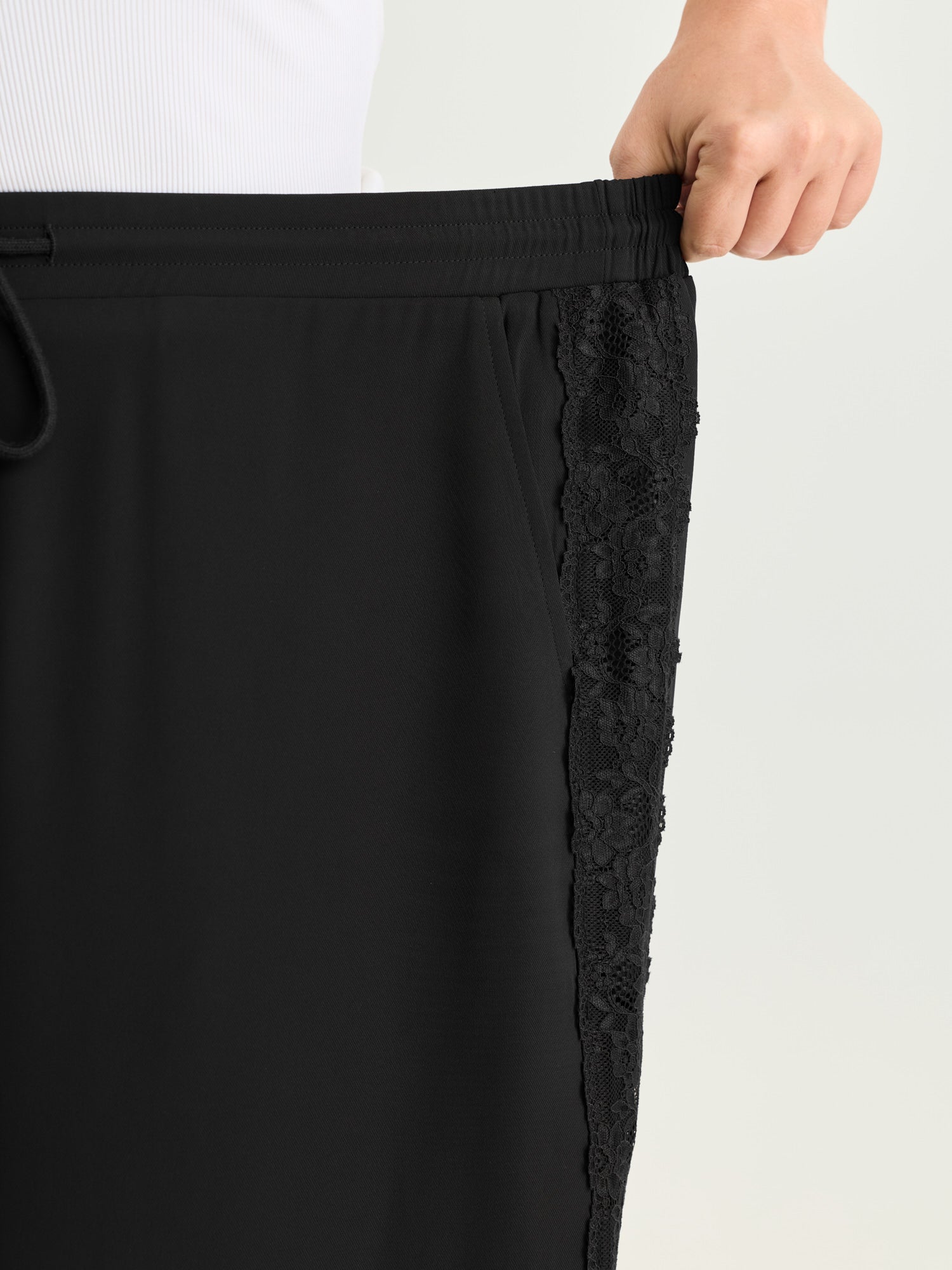 Lace Side Panels Drawstring Pants - Image 4