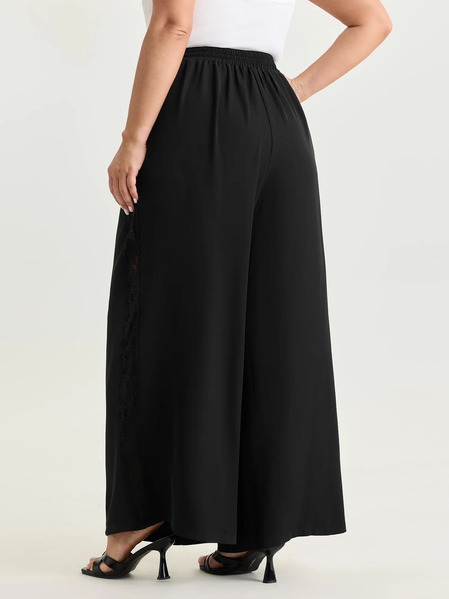 Lace Side Panels Drawstring Pants - Image 5