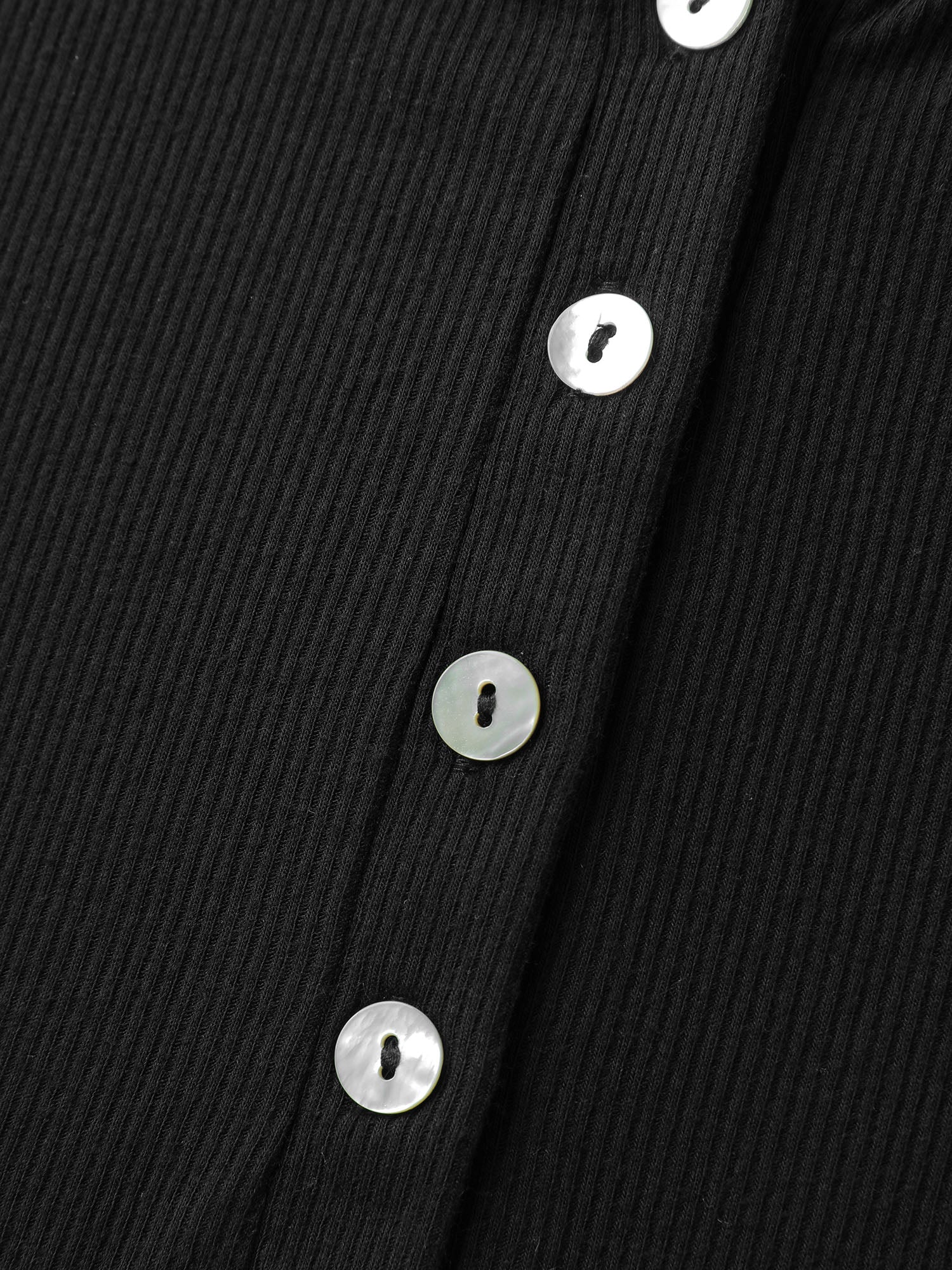 Lace Sleeve Button Placket T-Shirt - Image 5