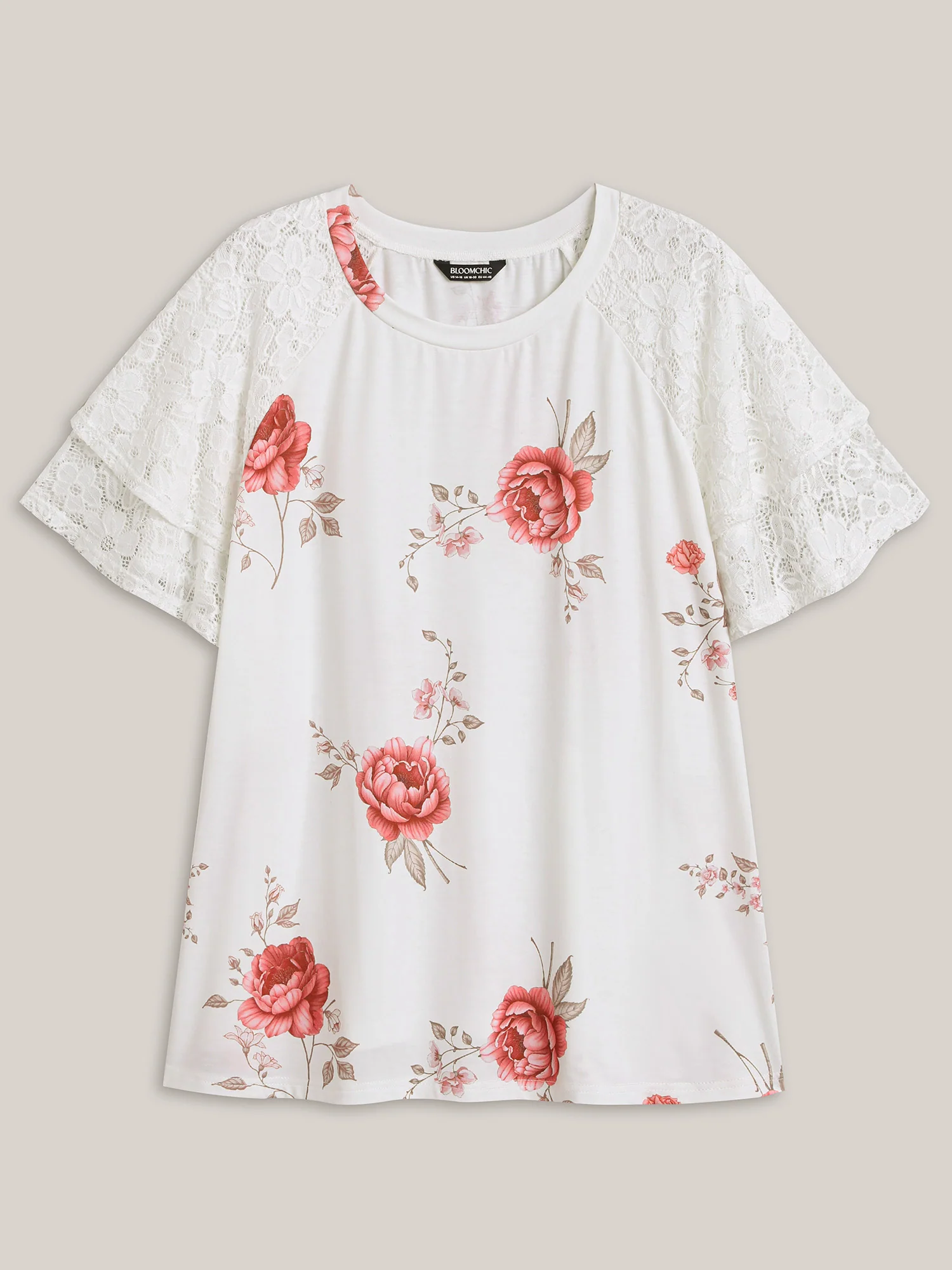 Lace Sleeve Layered Floral T-Shirt - Image 7