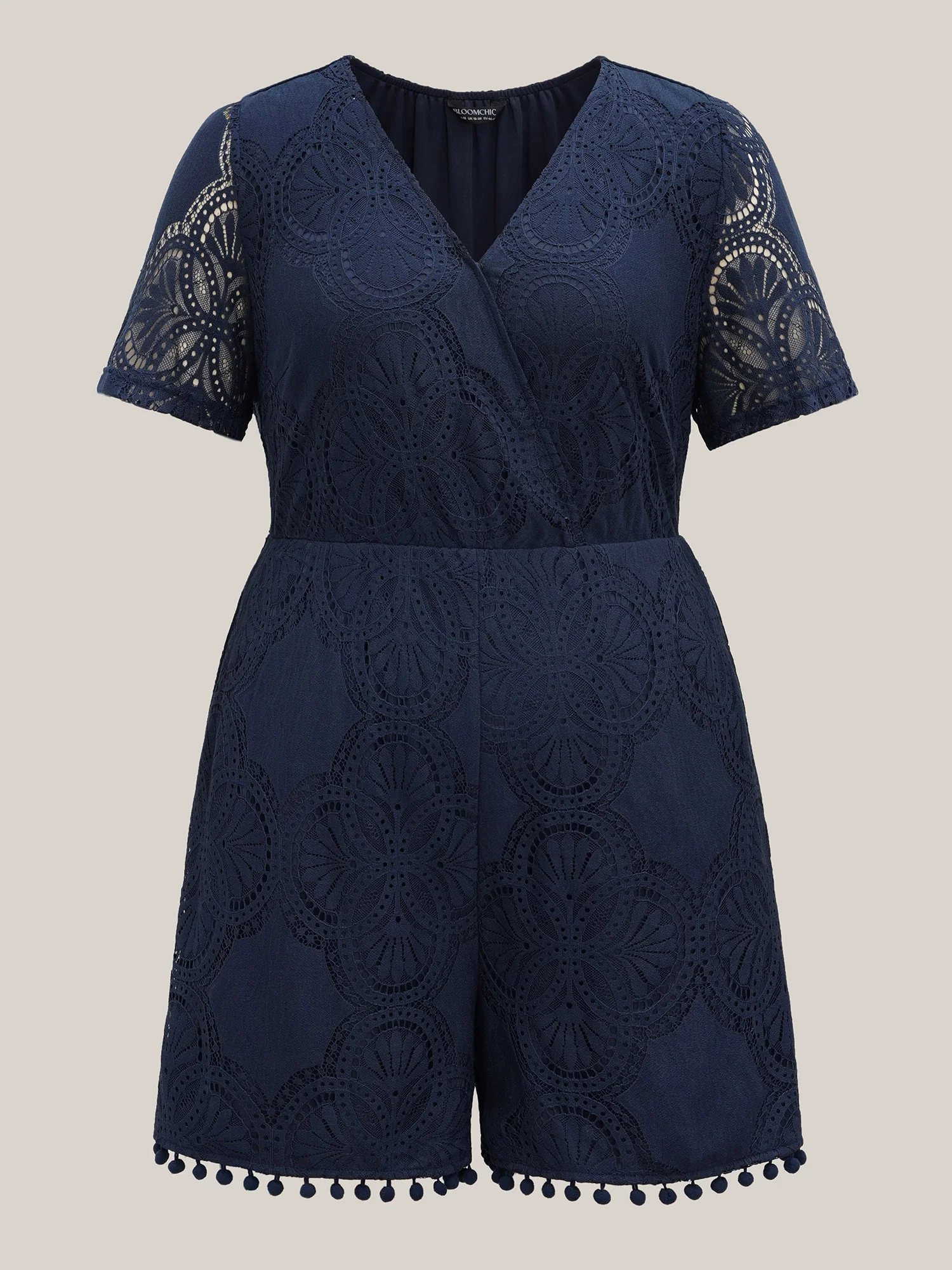 Lace Sleeve Stretchy Waist Pockets Romper - Image 8