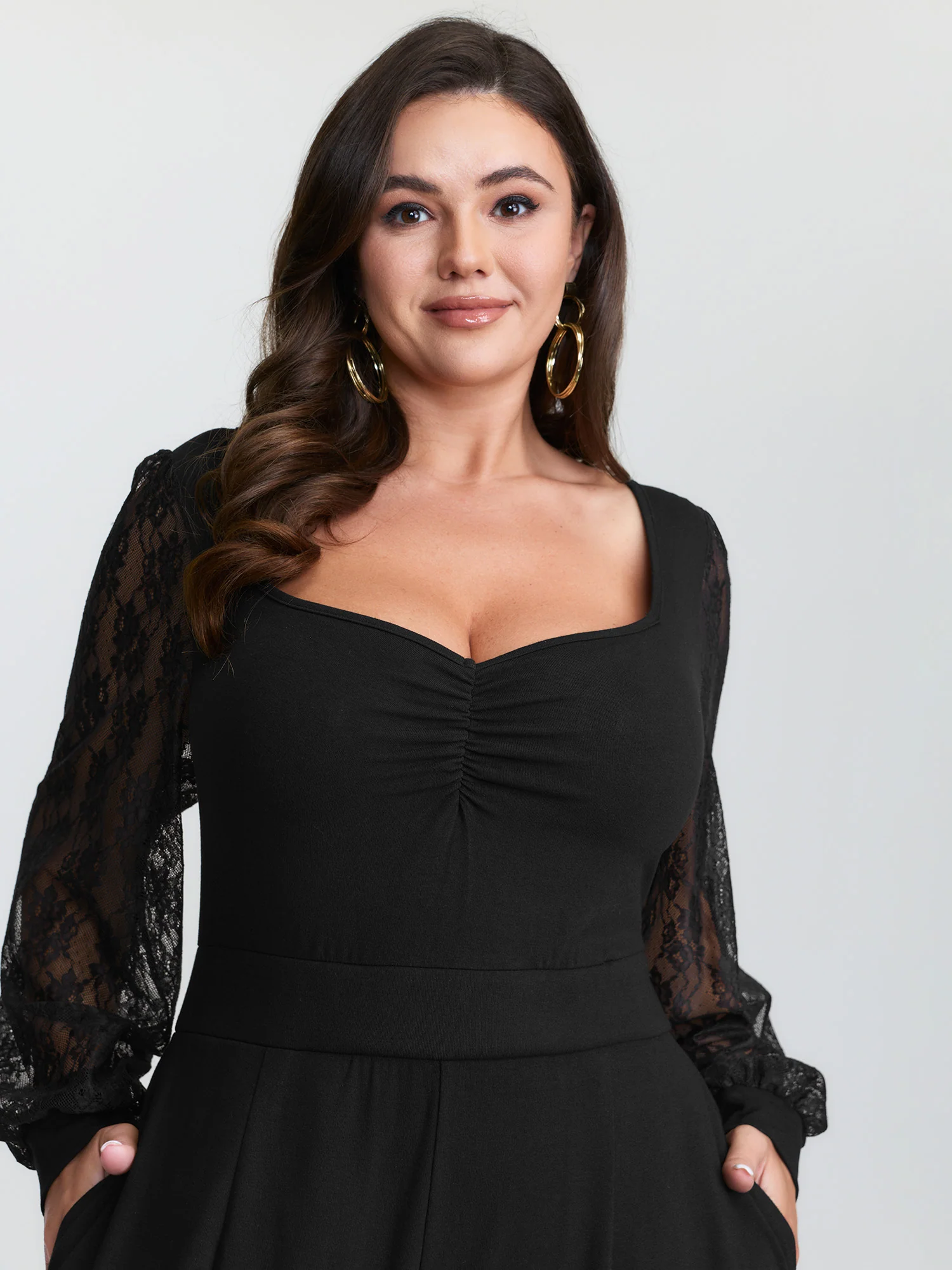 Lace Sleeve Sweetheart Neckline Jumpsuit - Image 2