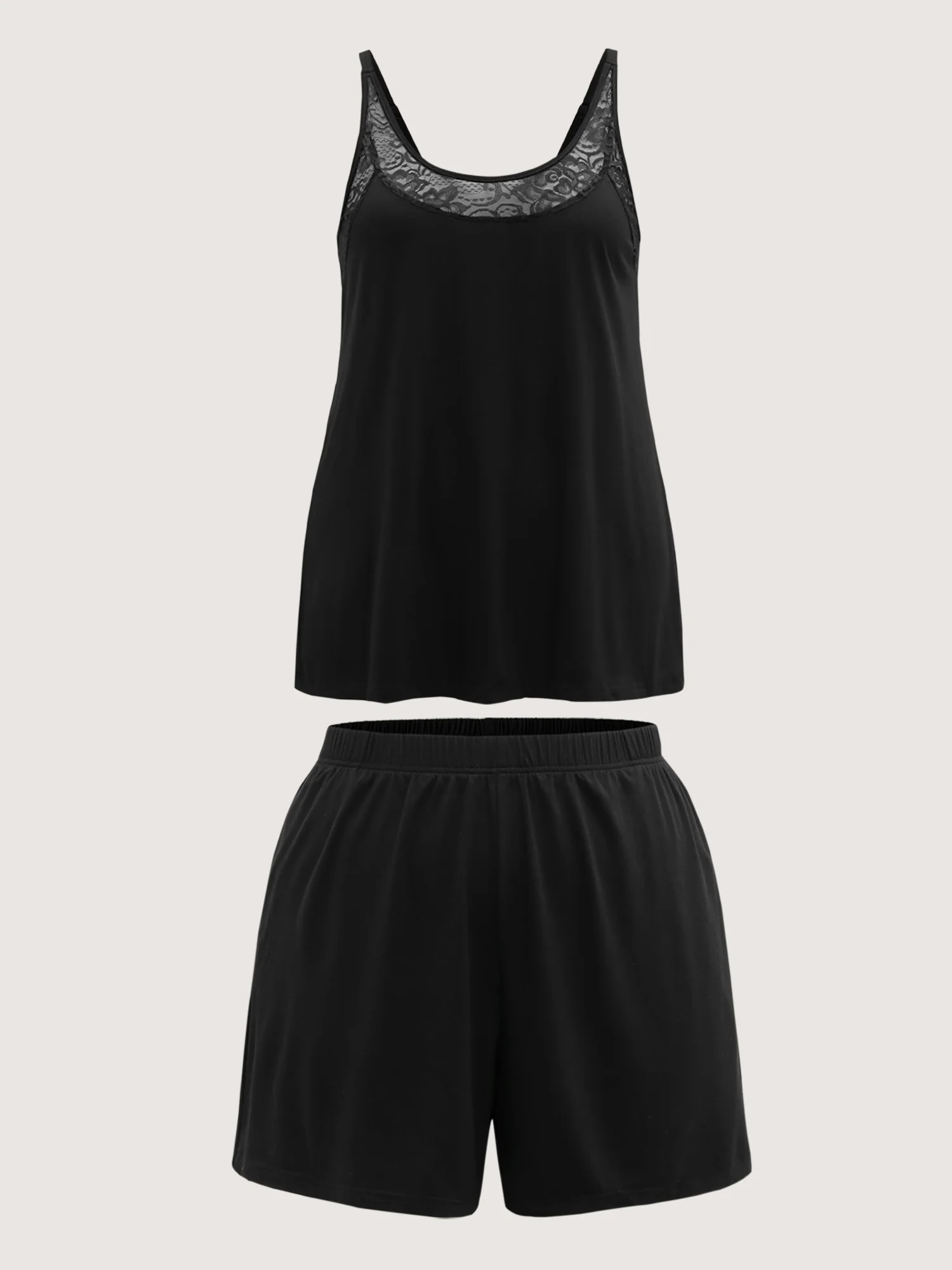 Lace Scoop Neckline Pockets Two-Piece Pajama Set - Image 9