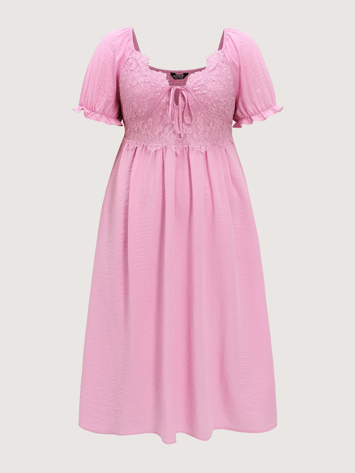 Lace Square Neck Puff Sleeve Maxi Dress - Image 4