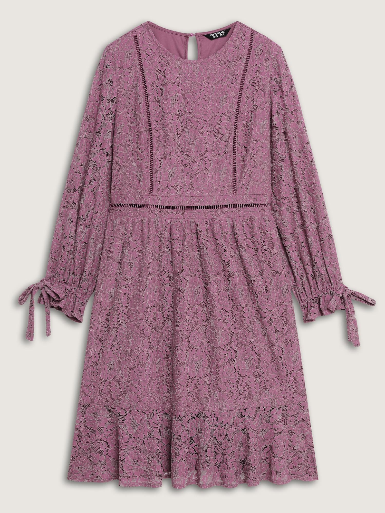 Lace Stretchy Waist Pockets Midi Dress - Image 7
