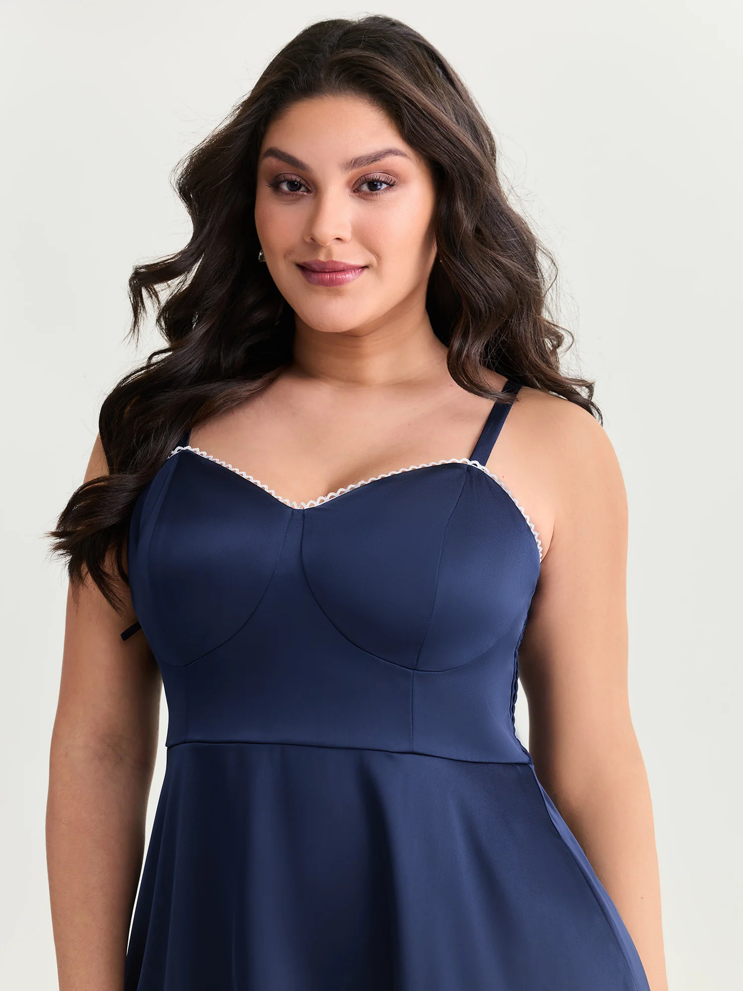 Lace Supportive Bra Fit And Flare Midi Dress - Image 2