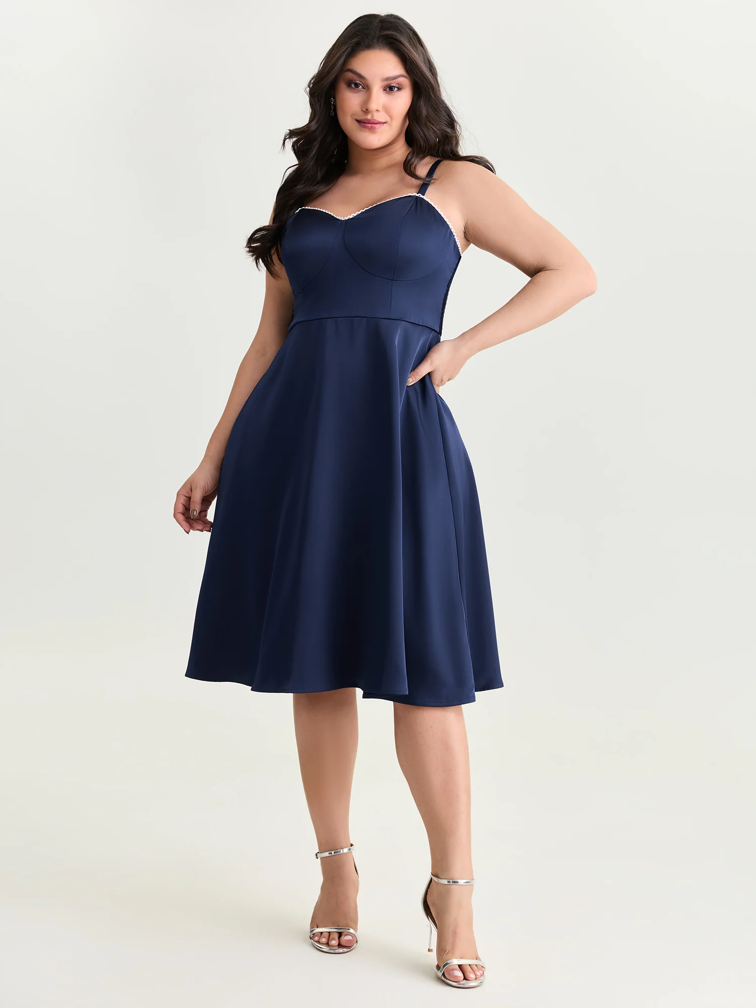Lace Supportive Bra Fit And Flare Midi Dress - Image 3