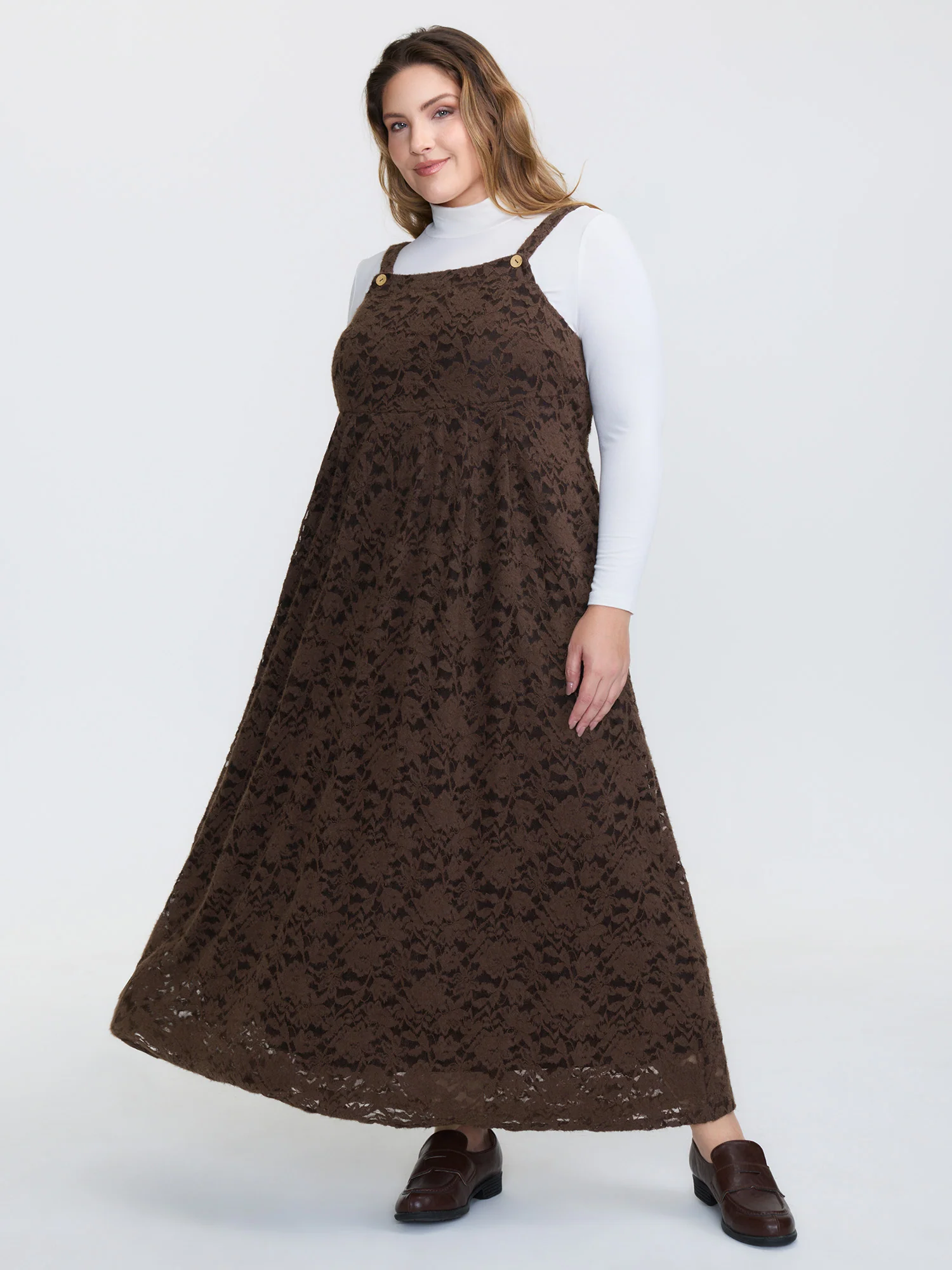 Lace Textured Adjustable Straps Maxi Dress - Image 4
