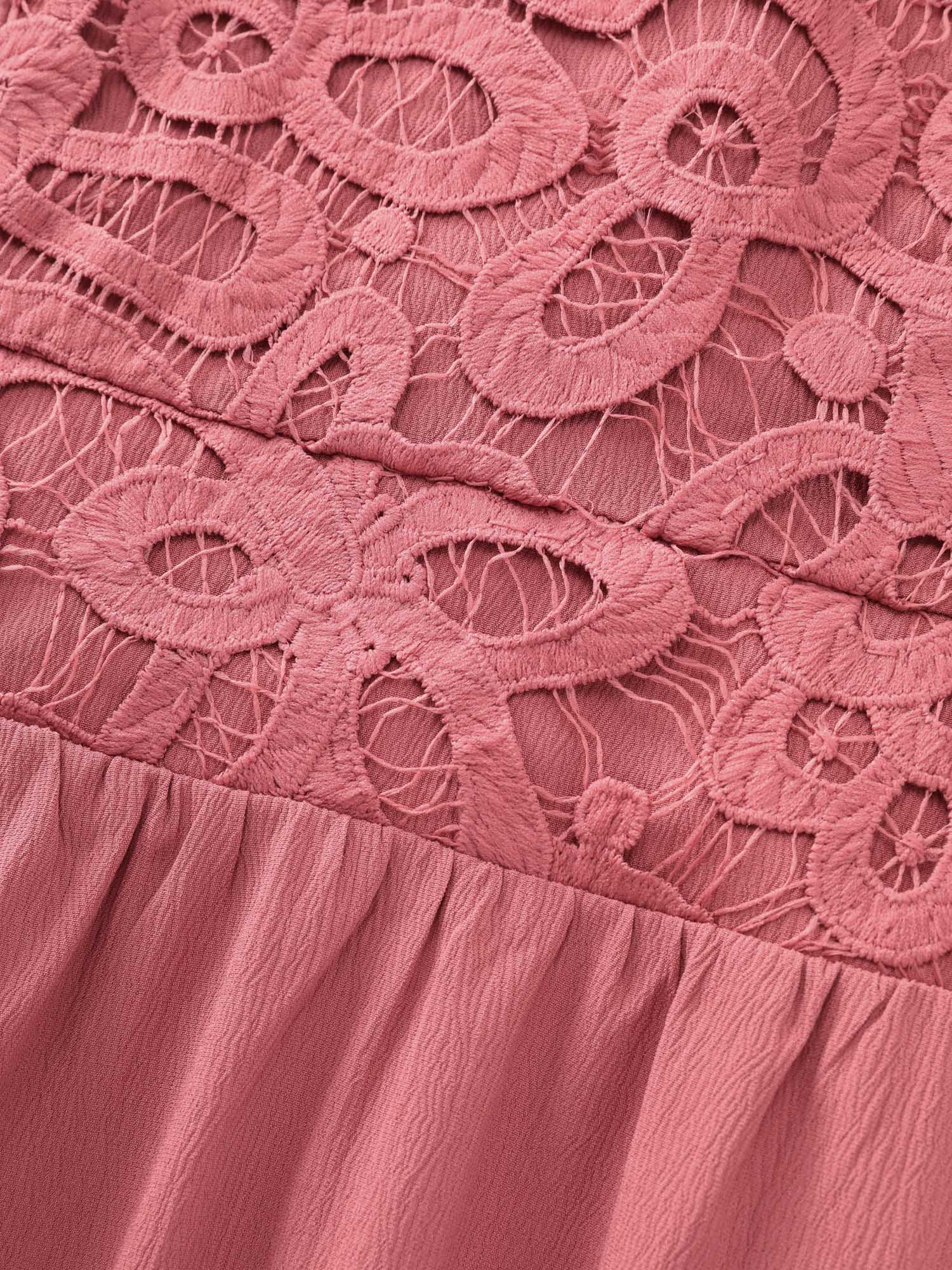 Lace Textured Bodice Flutter Sleeve Mini Dress - Image 5