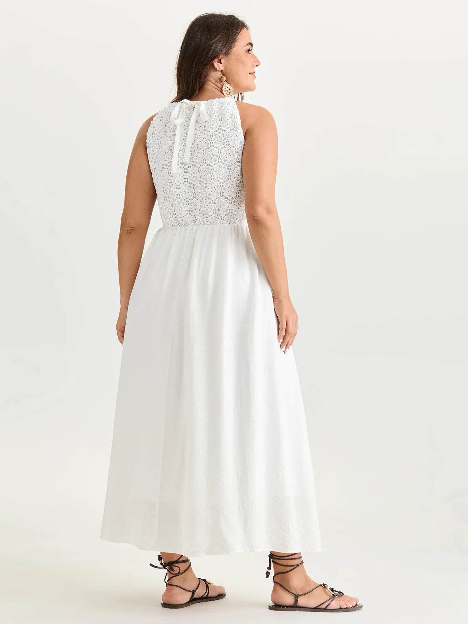 Lace Textured Halter Neckline Maxi Dress - Image 4
