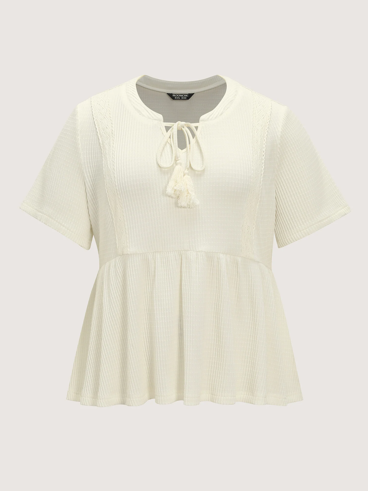 Lace Textured High Low Hem Knit Top - Image 7