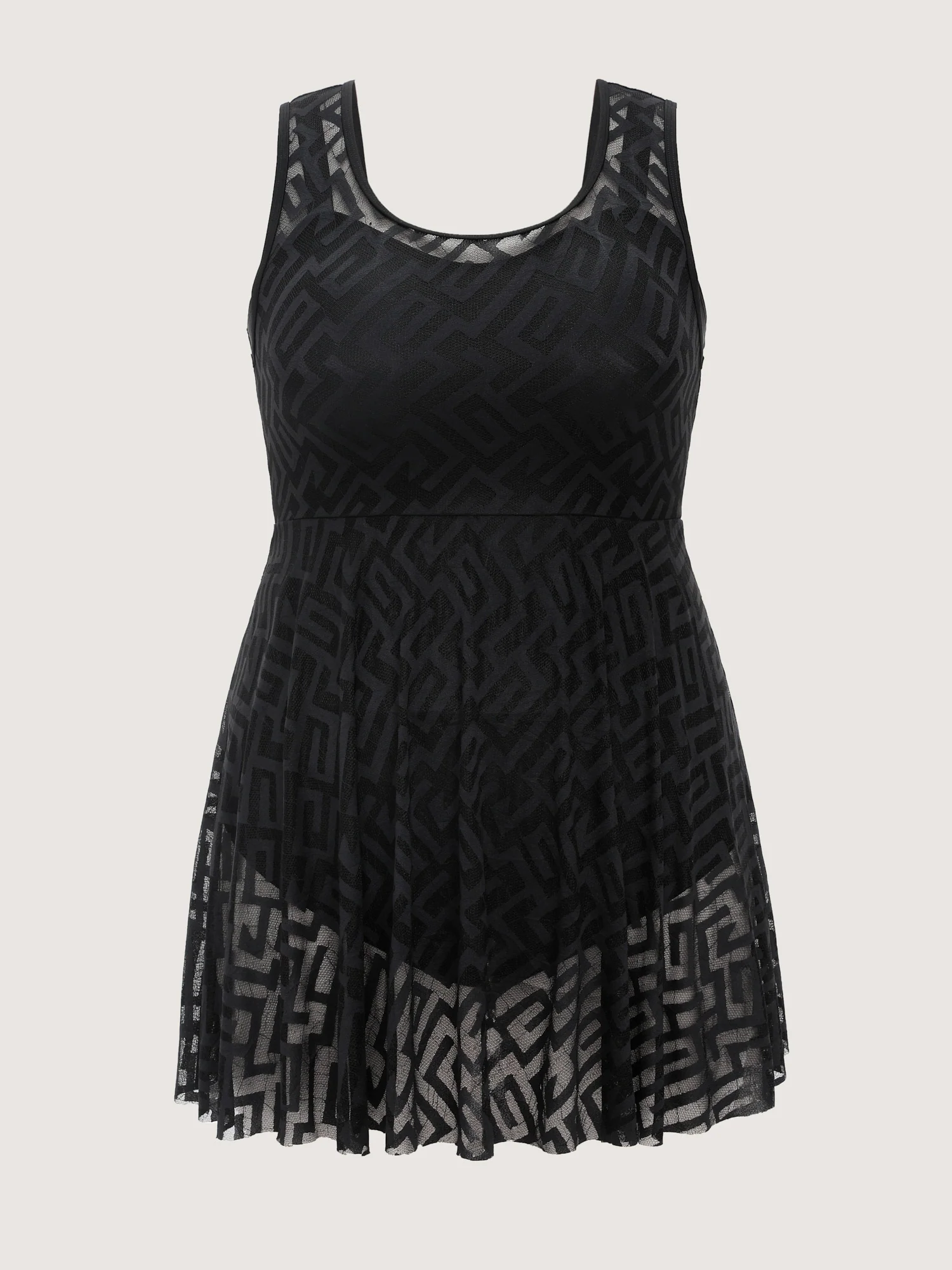 Lace Textured Mesh Swim Dress - Image 7