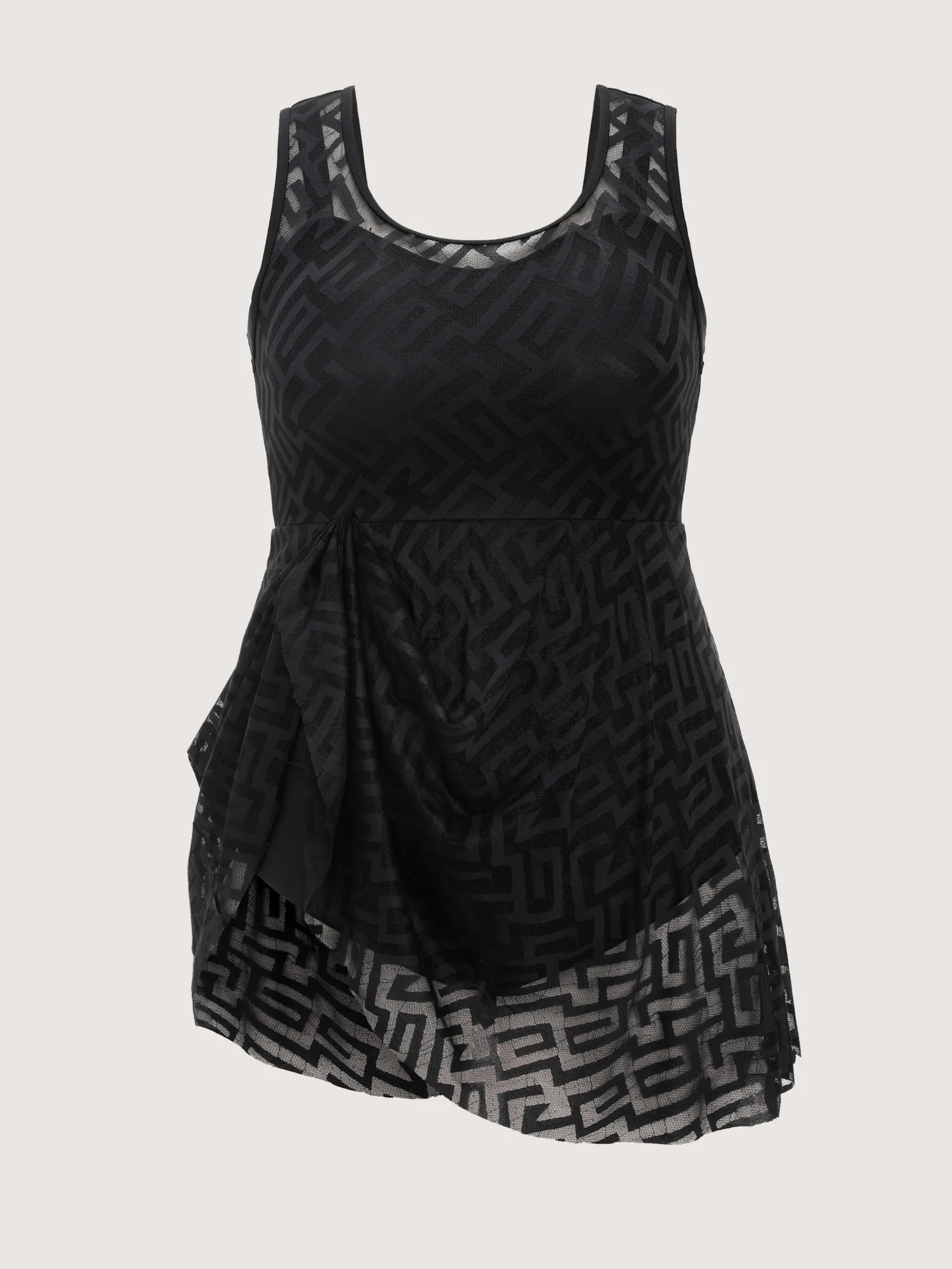 Lace Textured Mesh Swim Dress - Image 8