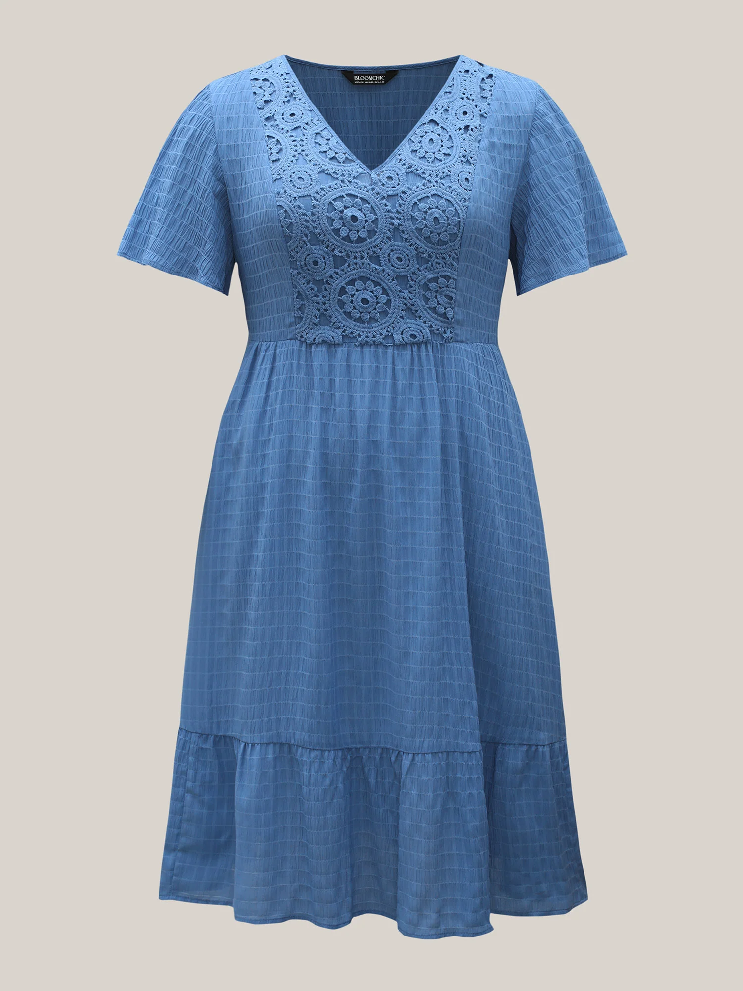 Lace Textured Pockets Tiered Midi Dress - Image 7