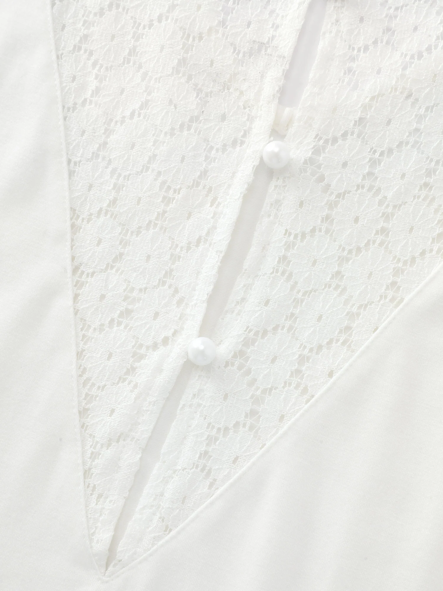 Lace Trim Back Detail V-Neck T-Shirt - Image 6